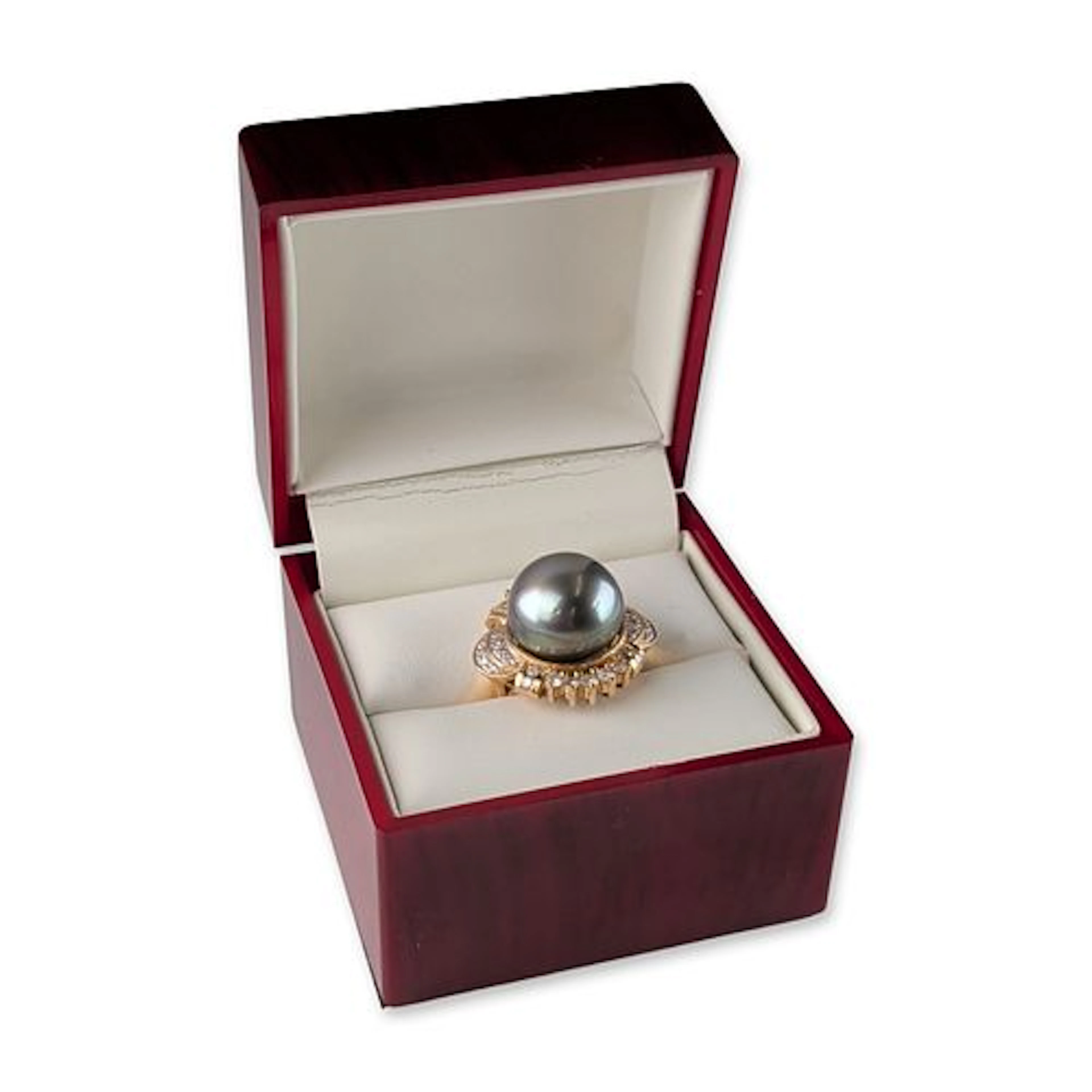 Tahitian Pearl and Diamond Cocktail Ring in 18K Yellow Gold
