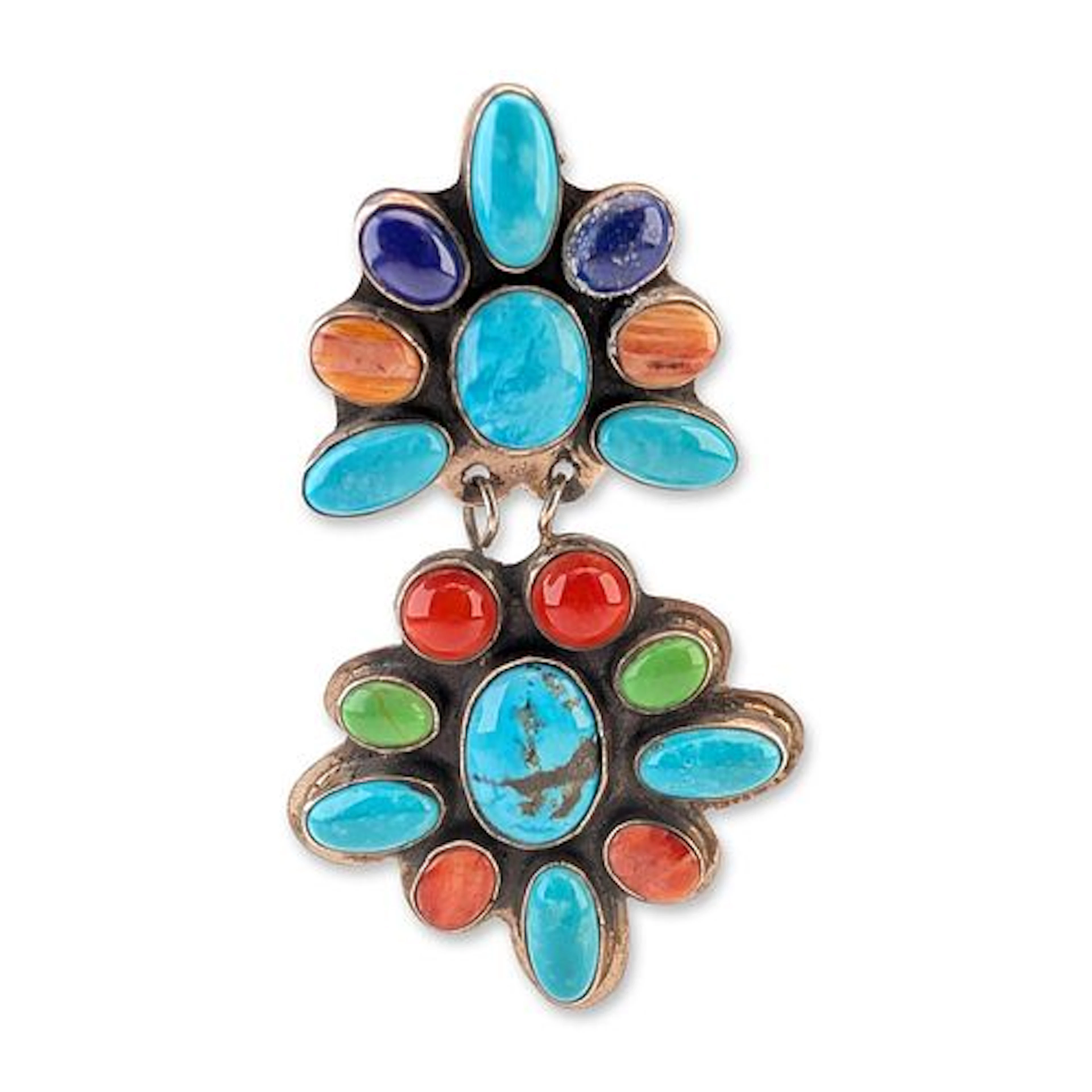 Southwestern Sterling Silver Multi-Stone Pendant-Brooch