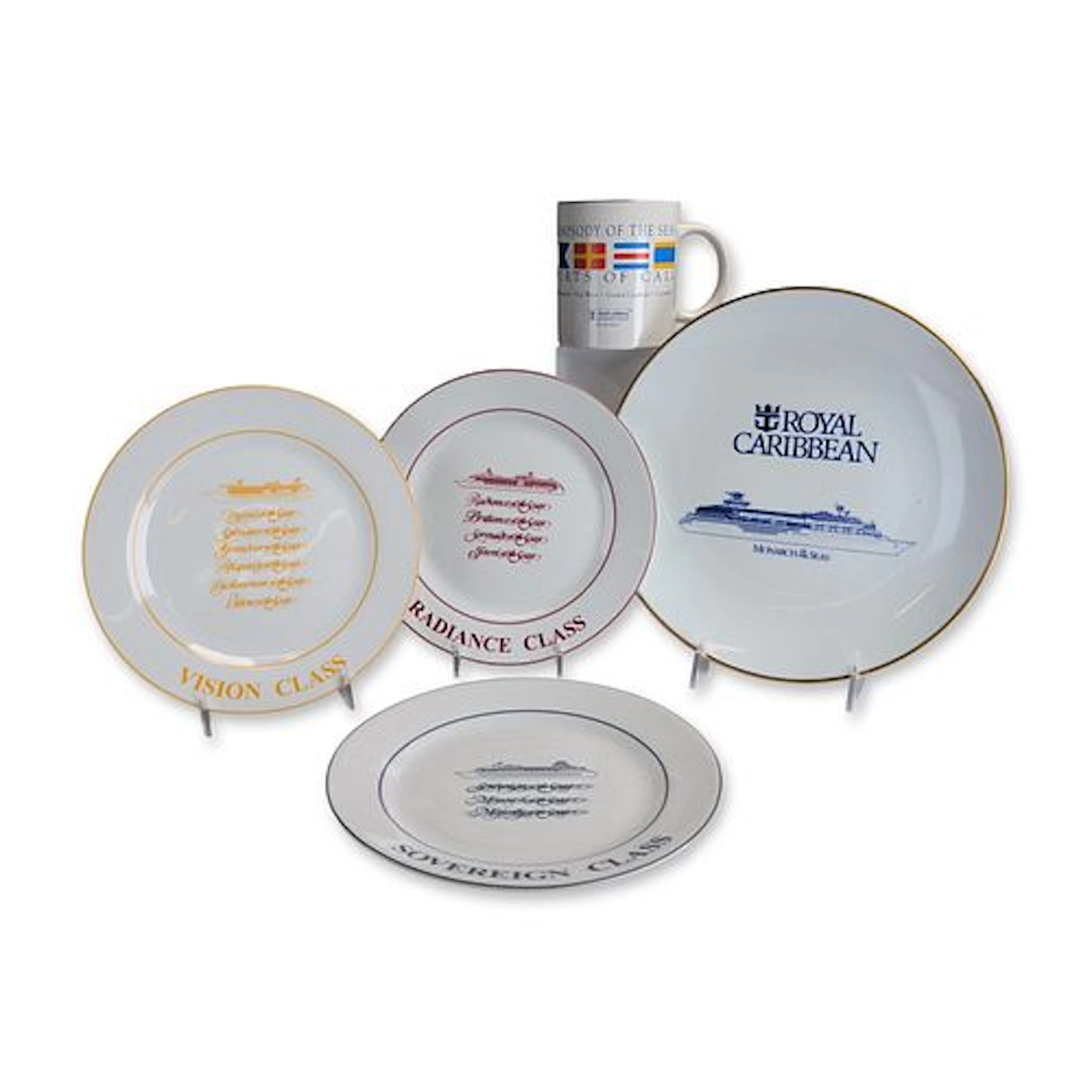 5pc Royal Caribbean International Ceramic Souvenir Plates & Cup