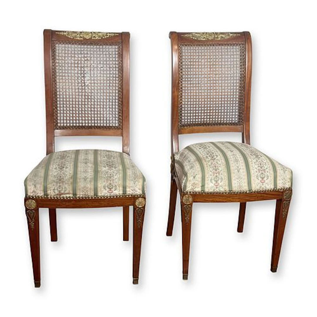 Pair of French Empire Style Side Chairs, Late 19th Century