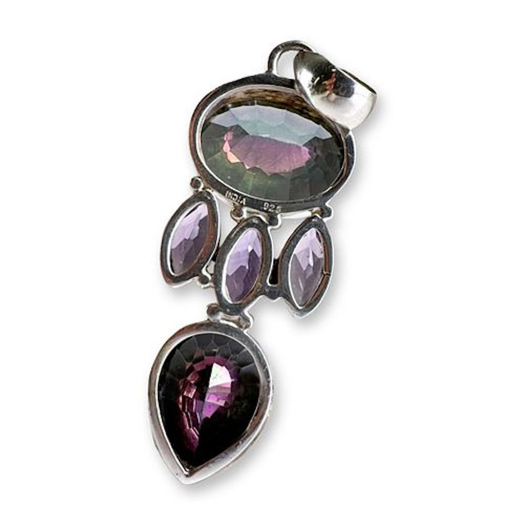Mystic Topaz and Amethyst Sterling Silver Pendant