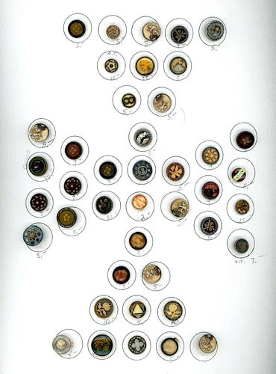 A CARD OF DIVISION ONE VICTORIAN CELLULOID BUTTONS