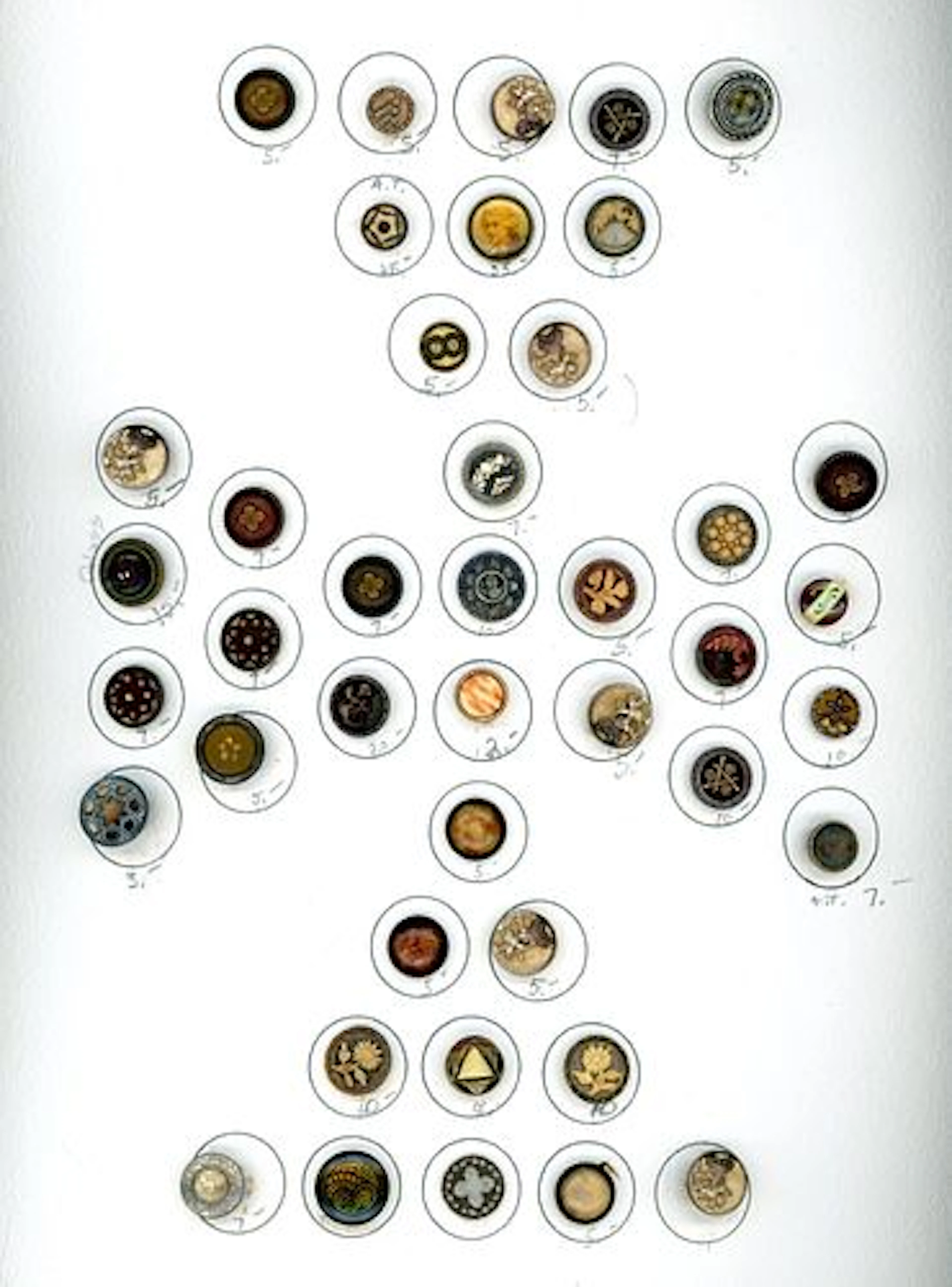 A CARD OF DIVISION ONE VICTORIAN CELLULOID BUTTONS