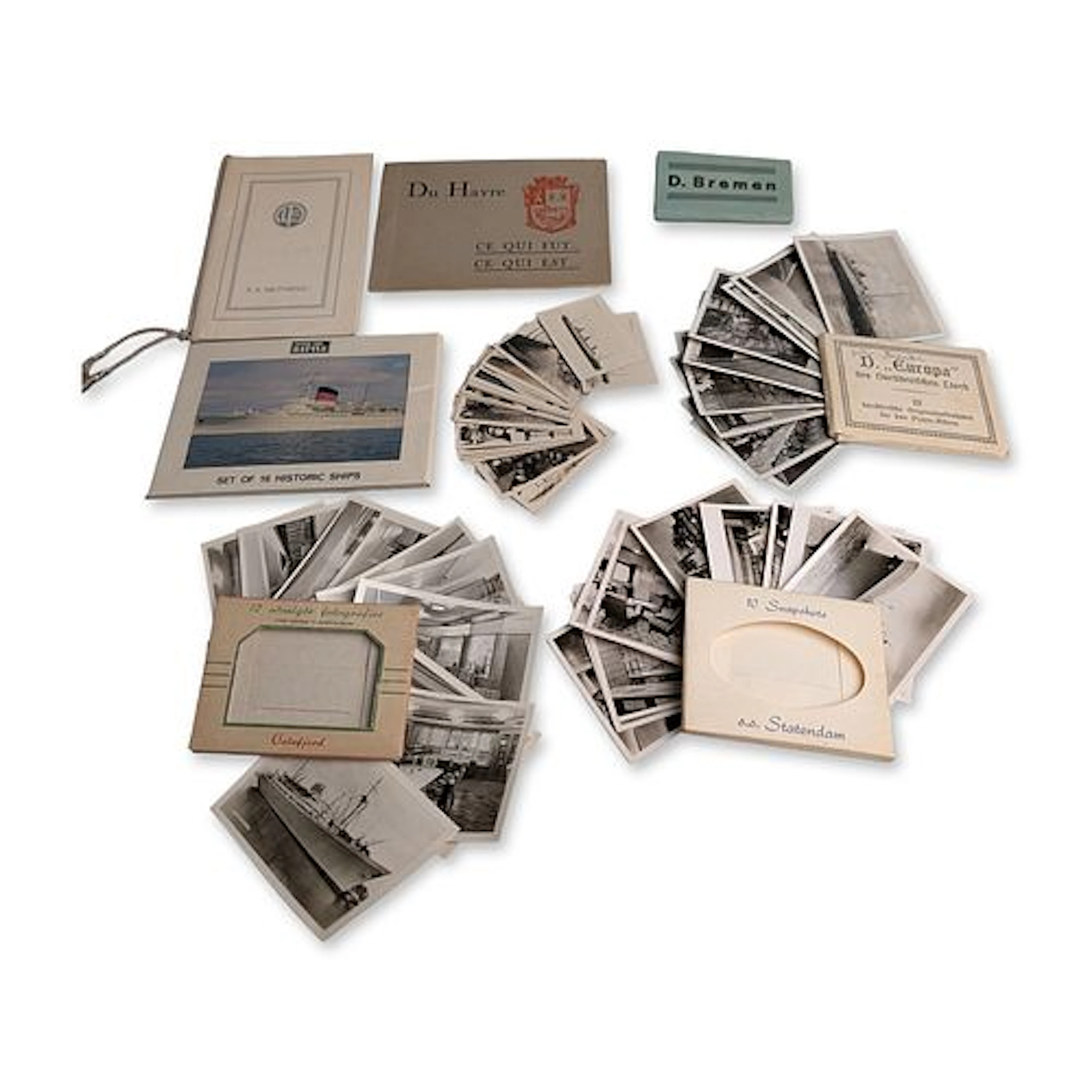 Collection of Ocean Liner Souvenir Folders and Postcards