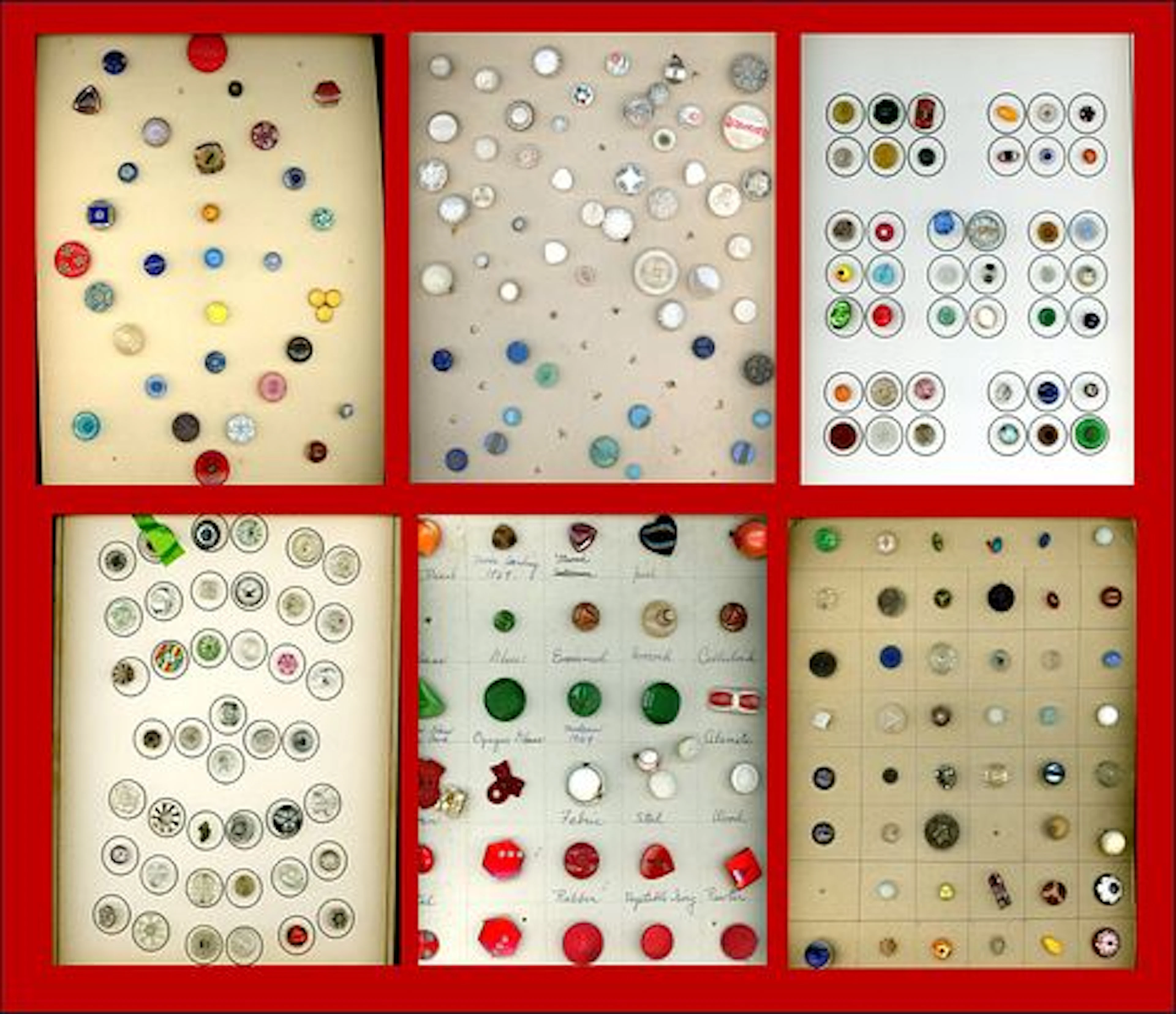 6 CARDS OF DIVISION 1 & 3 ASSORTED GLASS BUTTONS