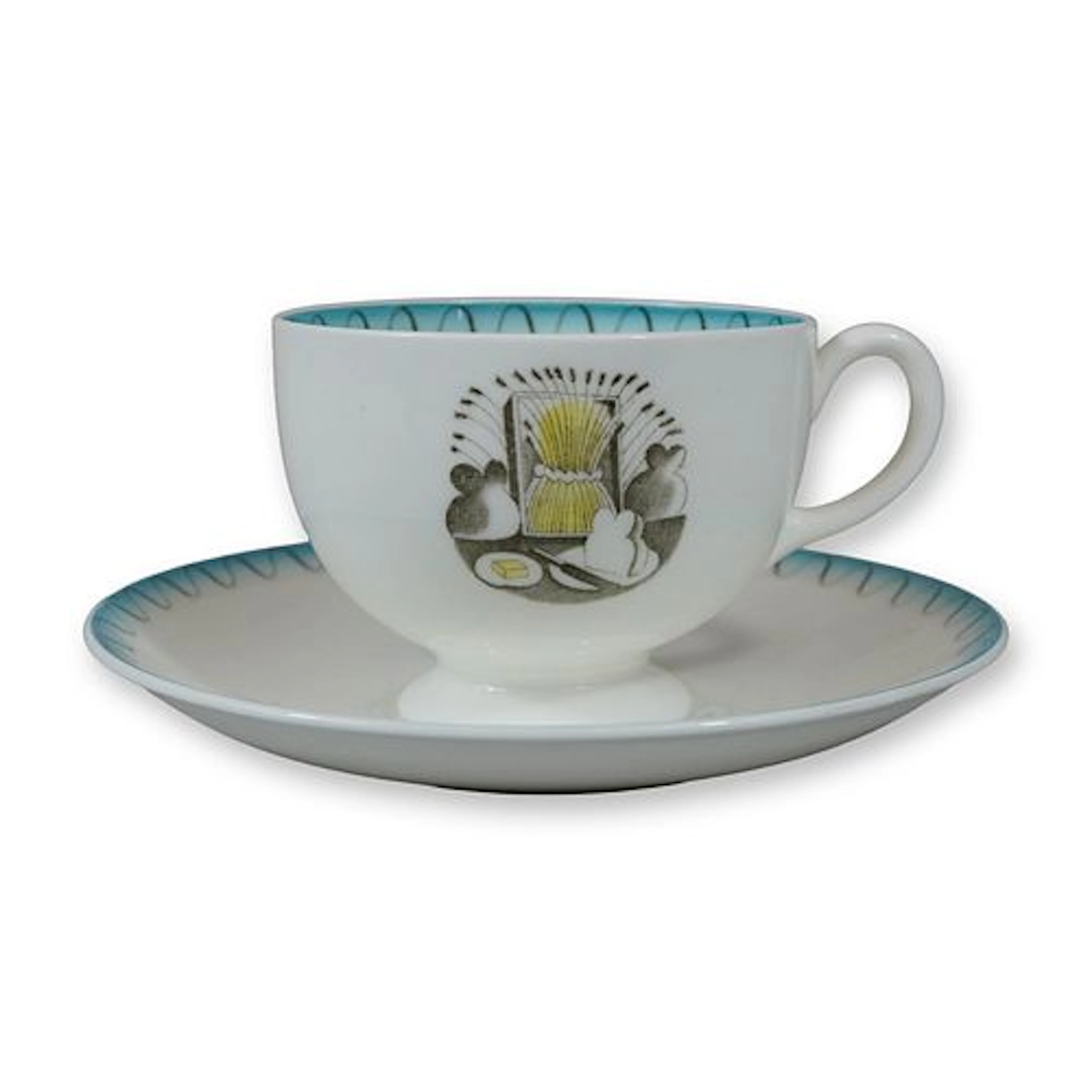 2pc Wedgwood Eric Ravilious Persephone Pattern Cup and Saucer Set