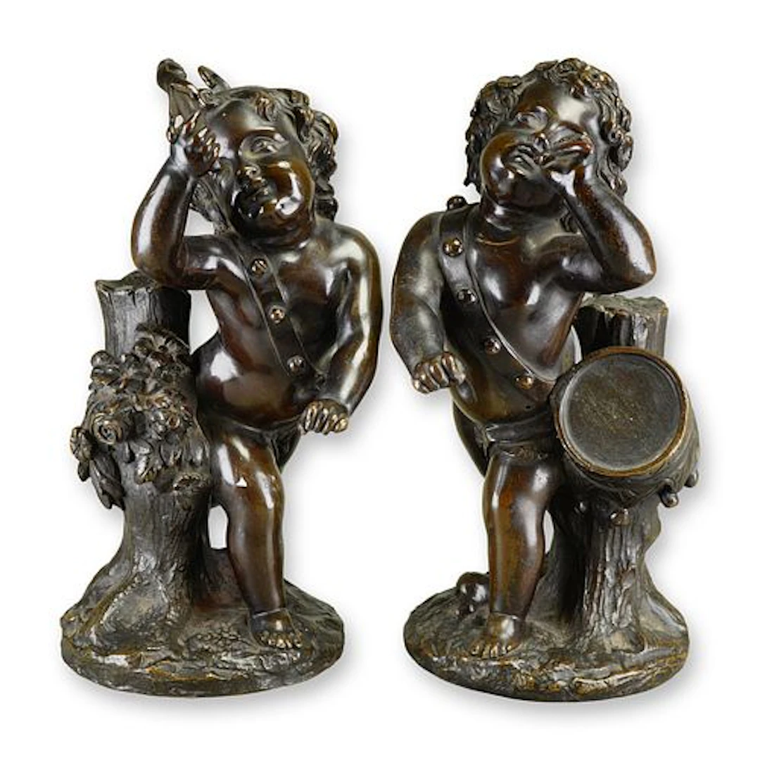 After Clodion (French 1738-1814) Pair of Bronze Putti, Signed