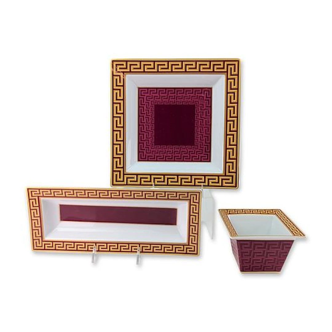 3pc Rosenthal Versace Meandre Porcelain Desk Set