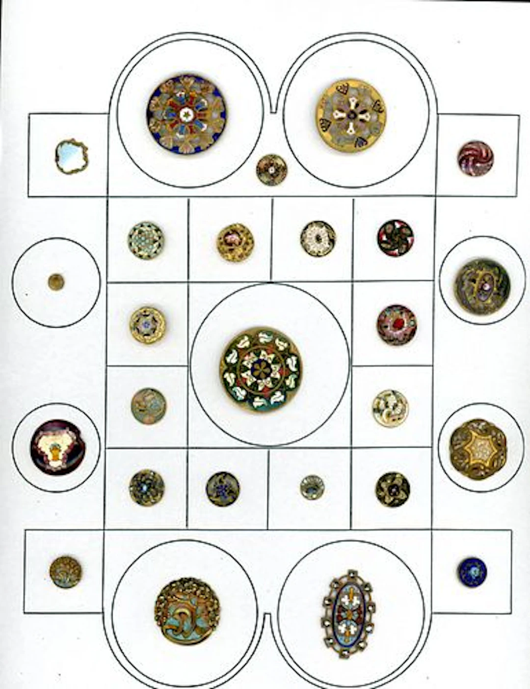 A CARD OF DIVISION 0NE ENAMEL BUTTONS