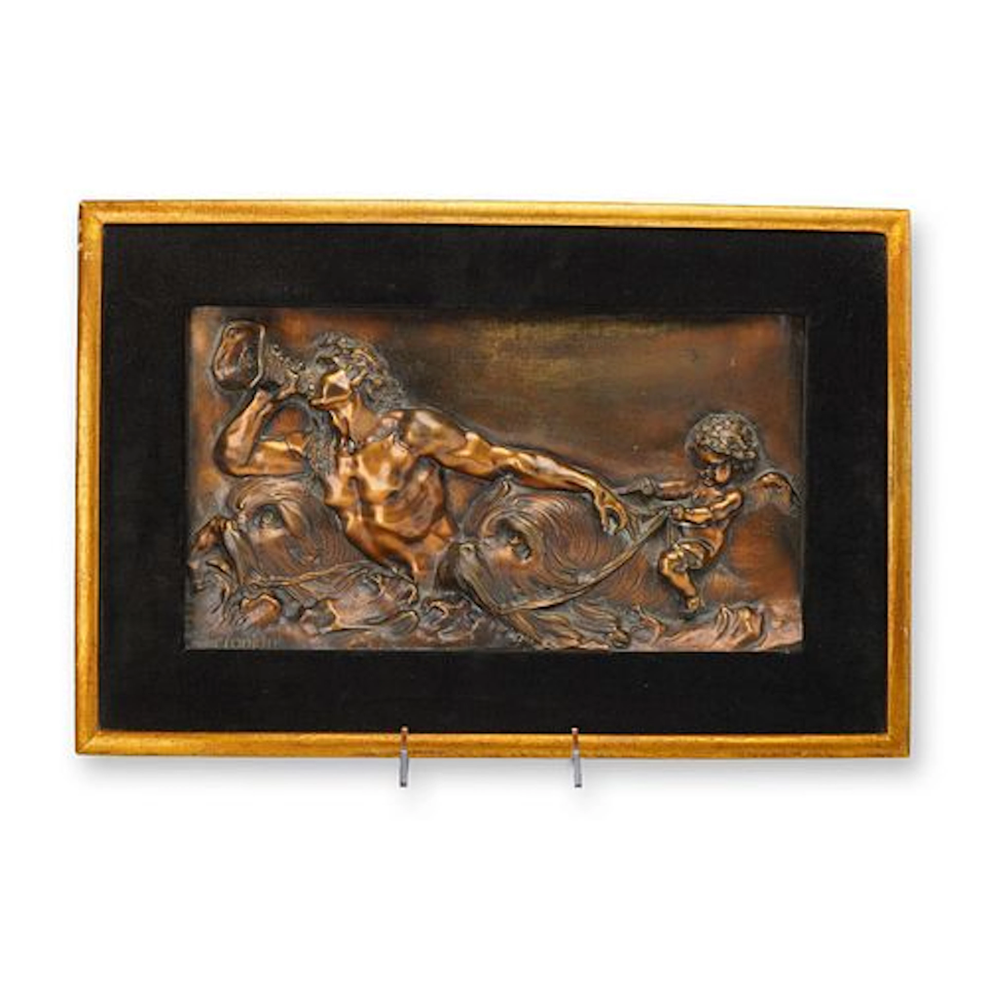 After Claude Michel (Clodion), Framed Patinated Spelter Relief Plaque