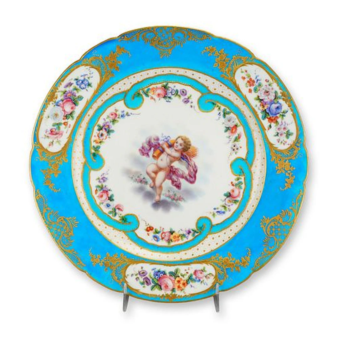 French Sevres Rococo Style Porcelain Cabinet Plate