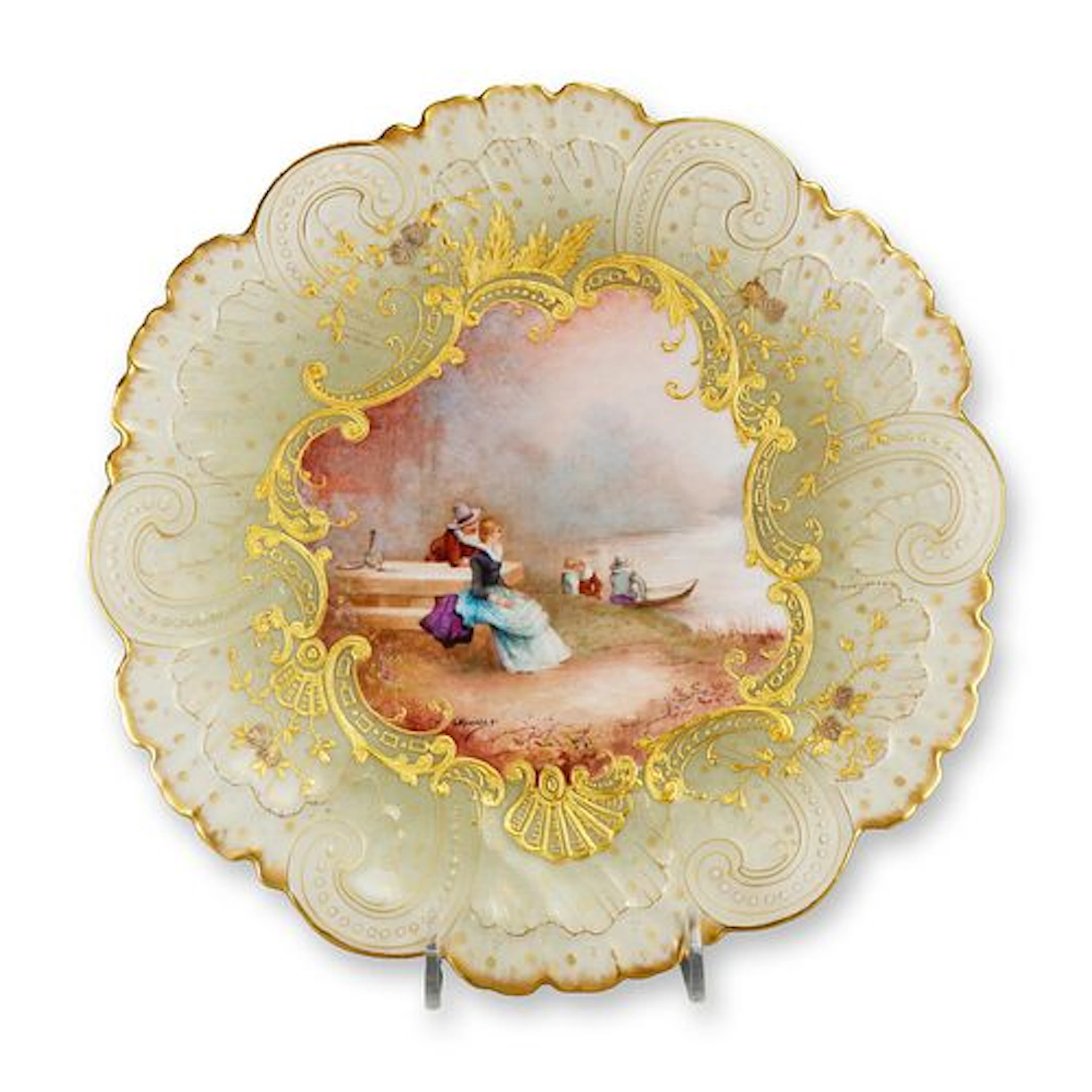 Mansard Paris Belle Epoque Hand-Painted Rococo Revival Cabinet Plate