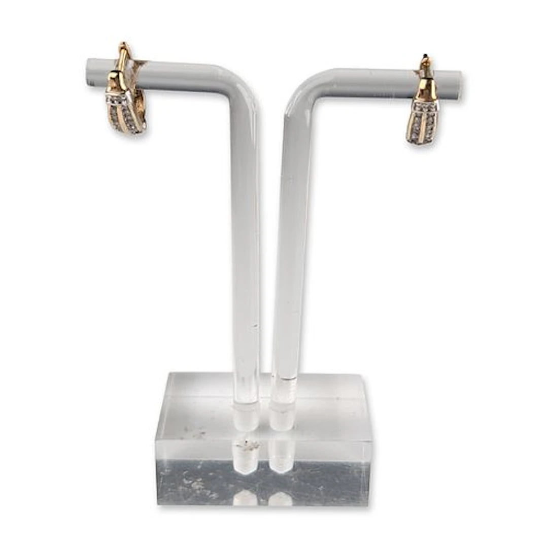 10K Abraham David Loewenstark Two Tone Gold and Diamond Huggie Earrings