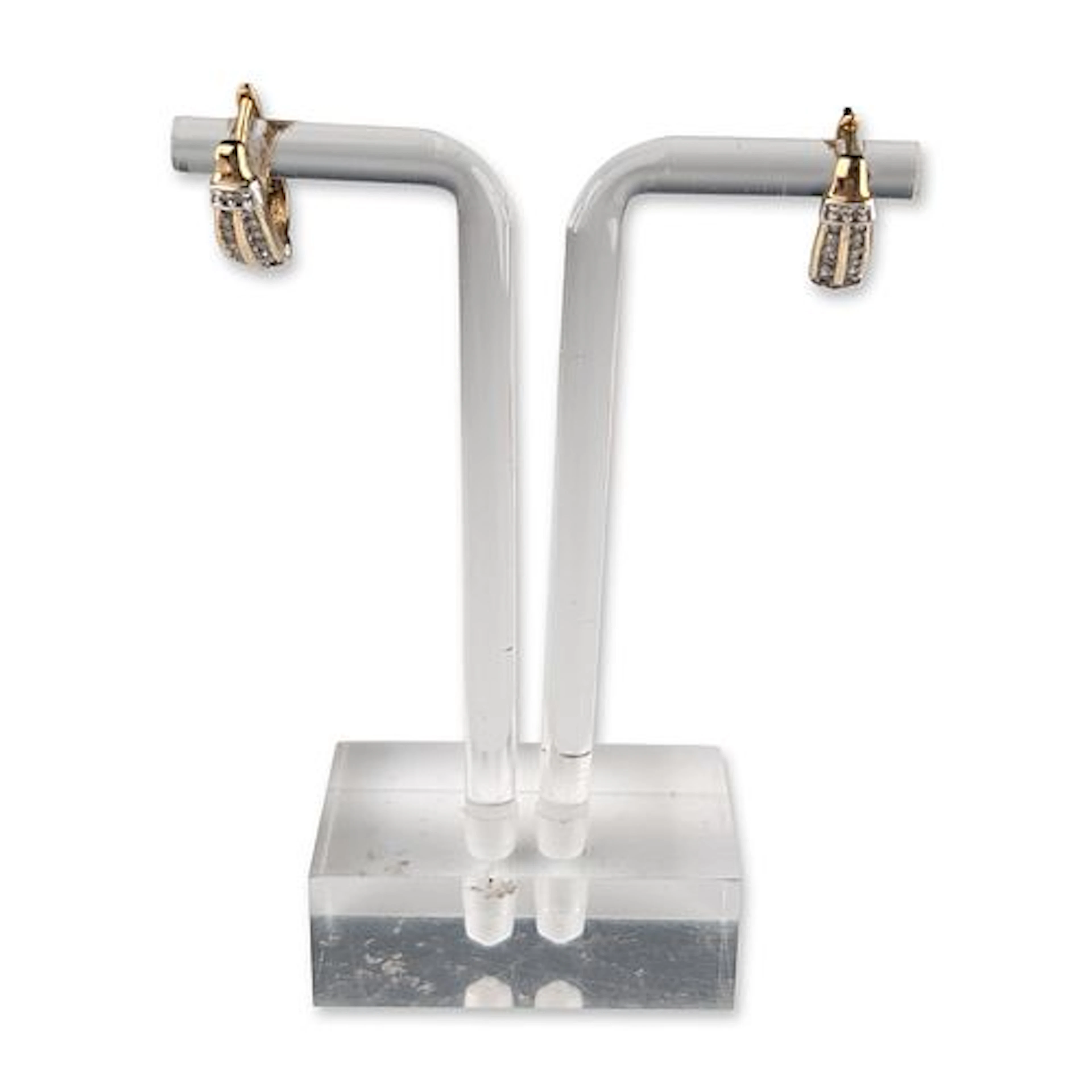 10K Abraham David Loewenstark Two Tone Gold and Diamond Huggie Earrings