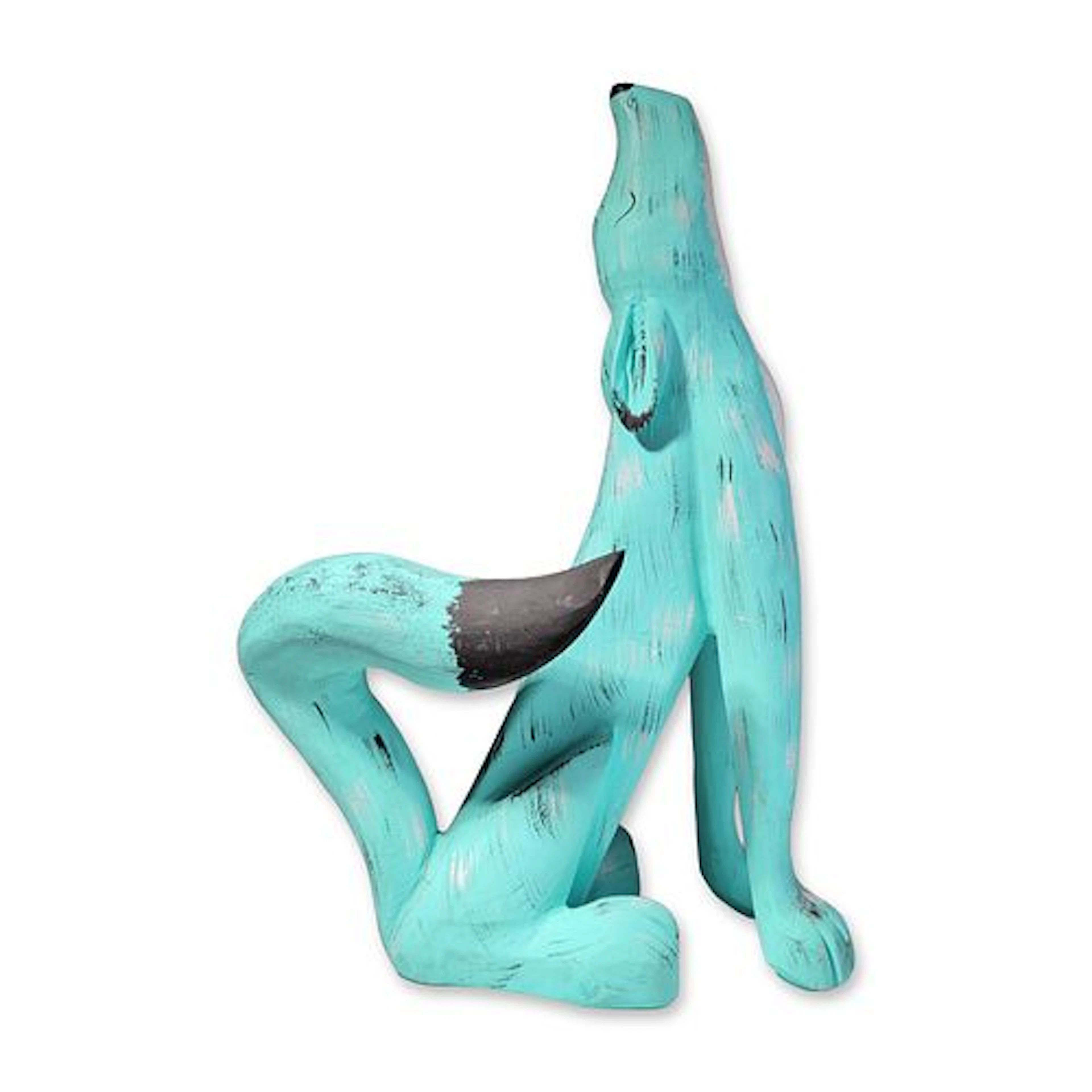 Rory Alvarez Howling Coyote Cottonwood Sculpture, Signed