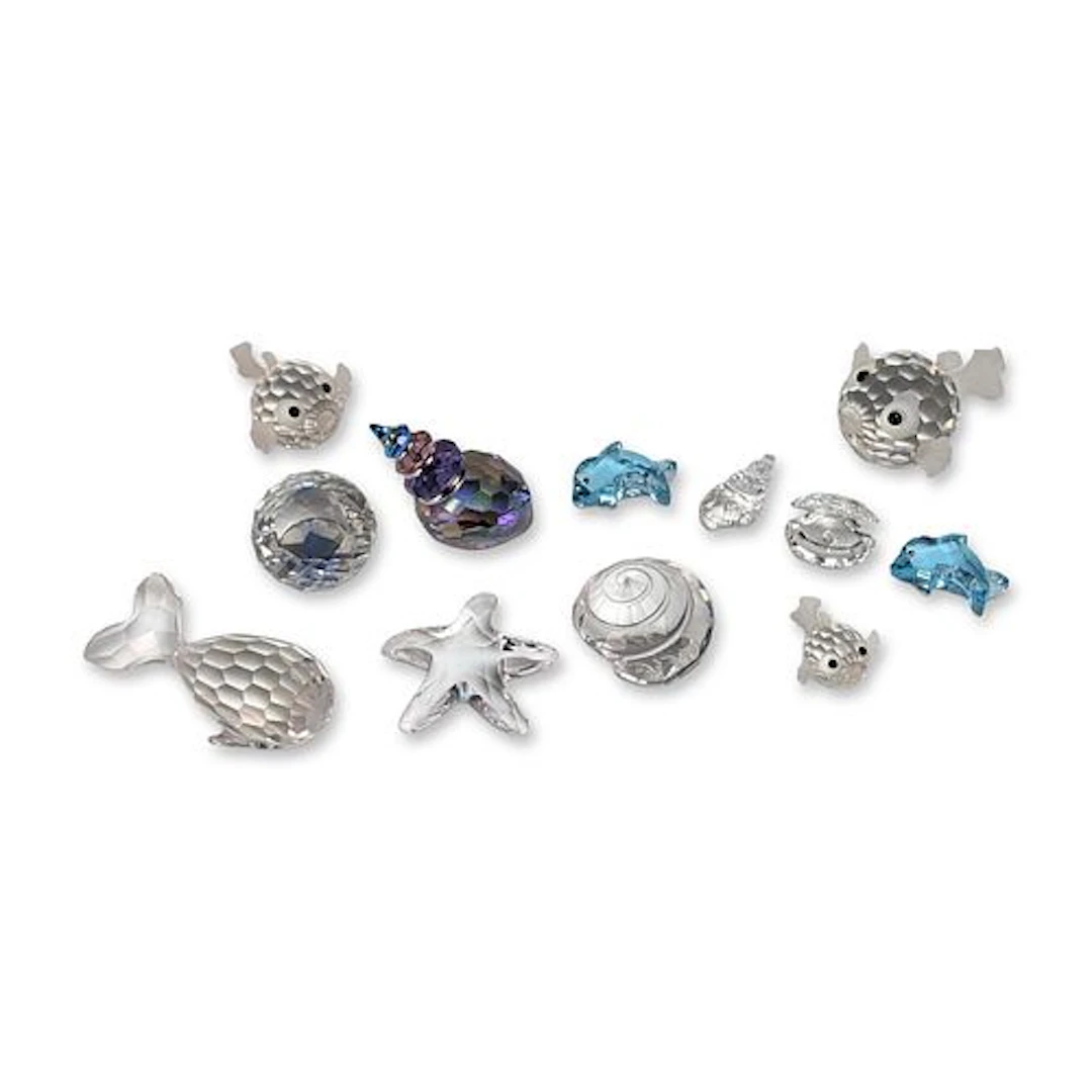 12pc Swarovski Silver Crystal Aquatic Theme Figurine Collection