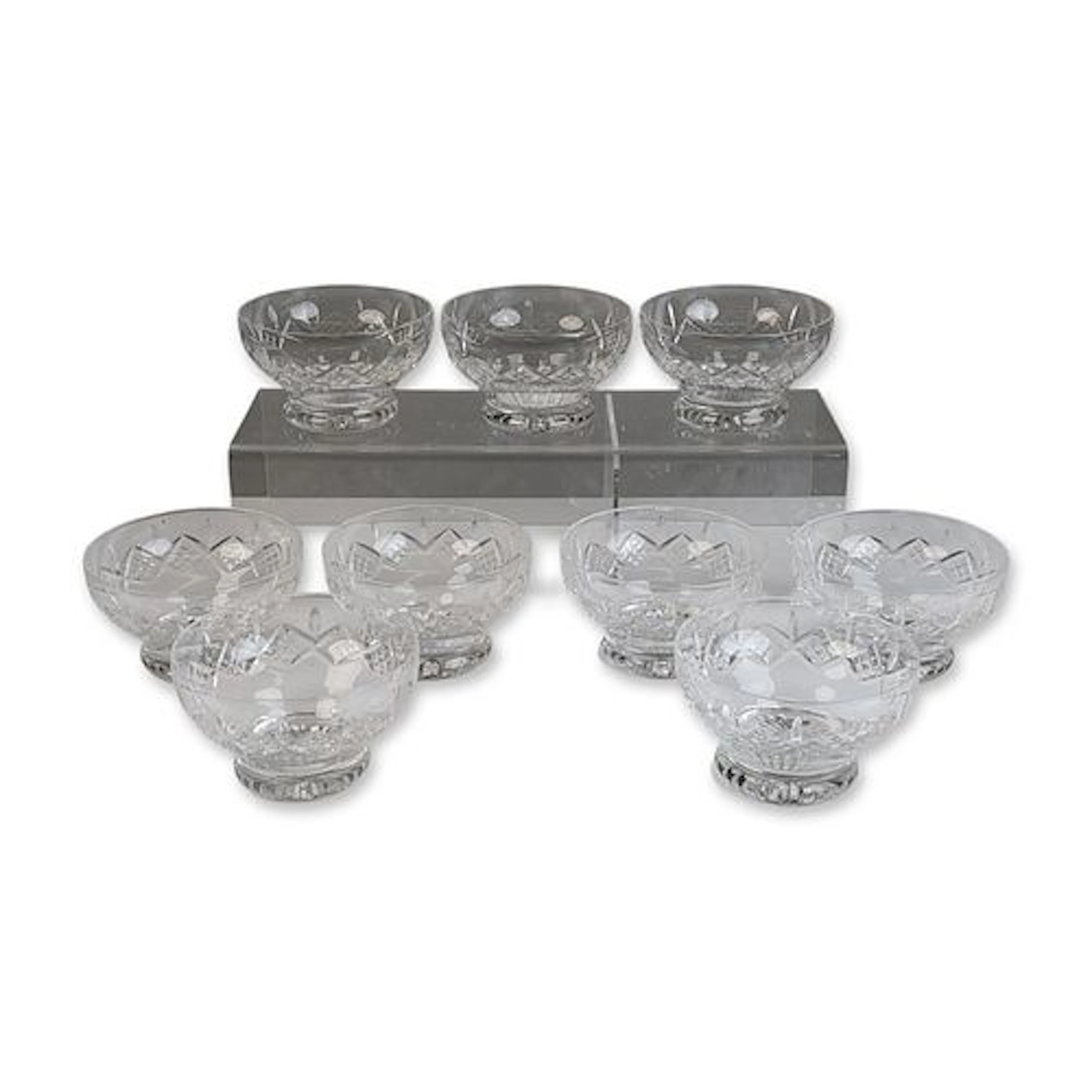 9pc Stuart Crystal Footed Dessert Bowls