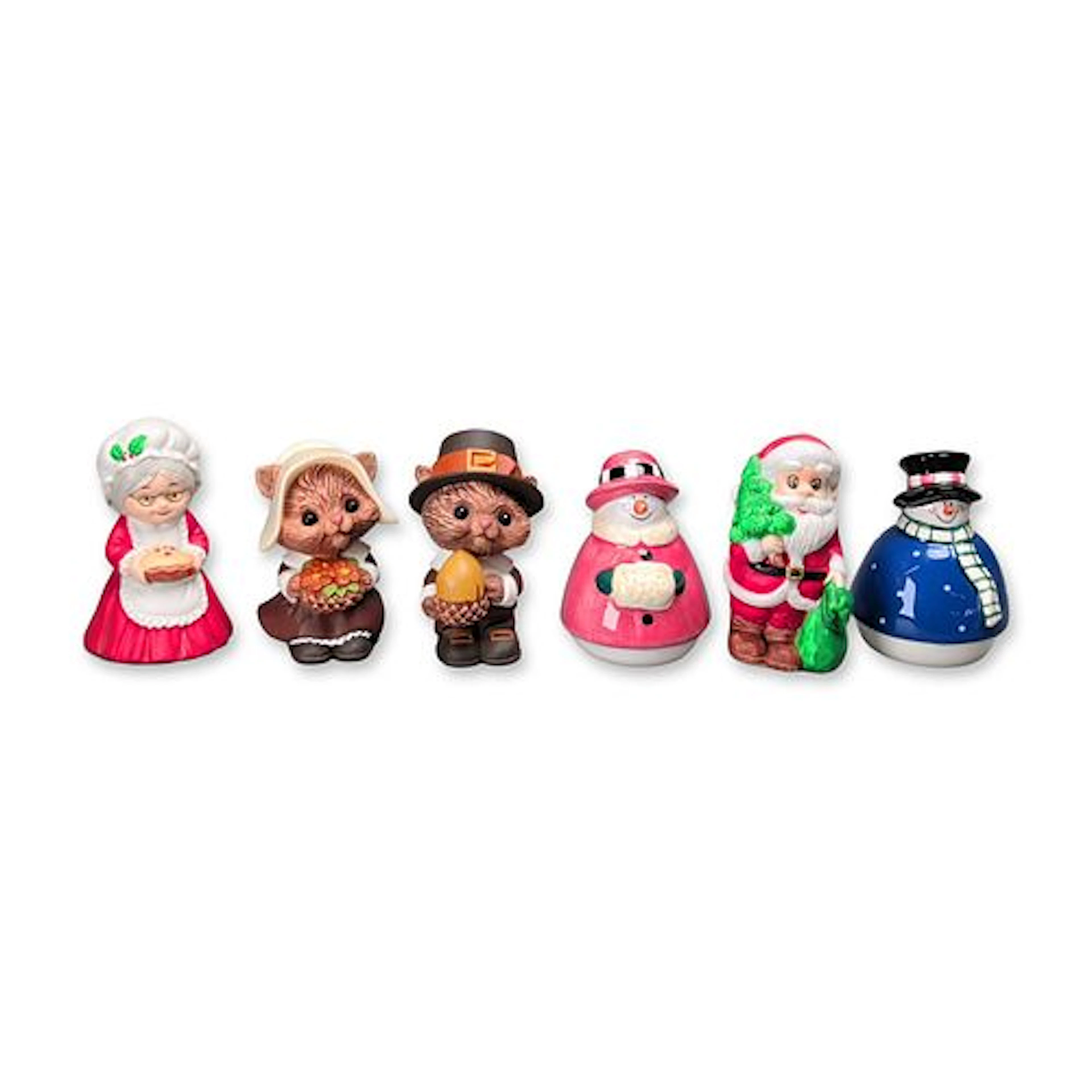 6pc Painted Ceramic and Resin Holiday Salt and Pepper Shakers