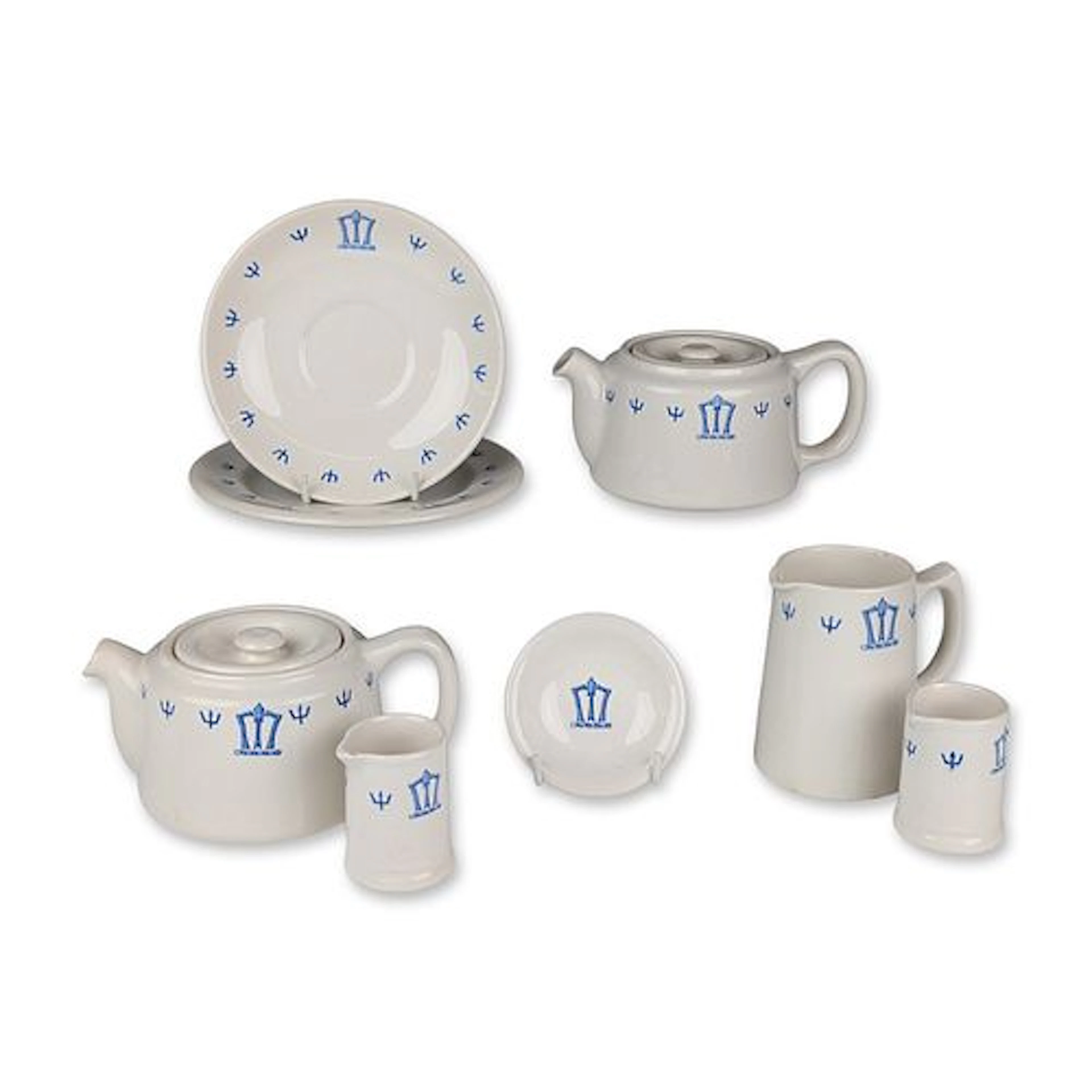 10pc A.J. Wilkinson Royal Staffordshire Pottery Ceramic Greek Line