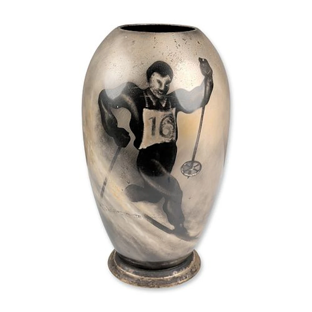 WMF Ikora German Art Deco Metal Skier Vase