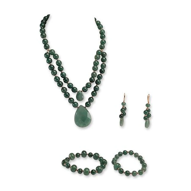 4pc Collection of Green Aventurine Bead Jewelry
