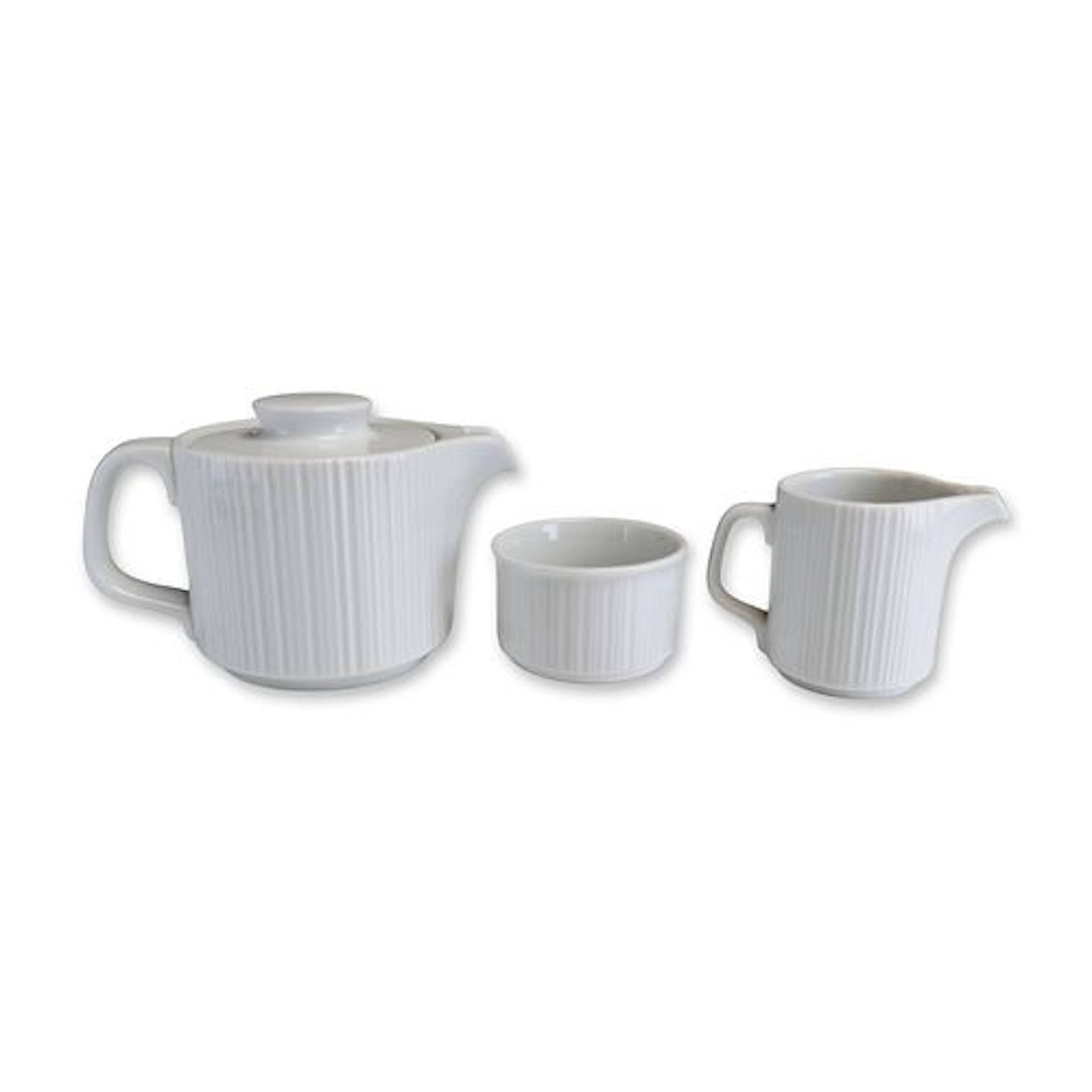 3pc Tapio Wirkkala for Rosenthal "Variation" White Ribbed Porcelain