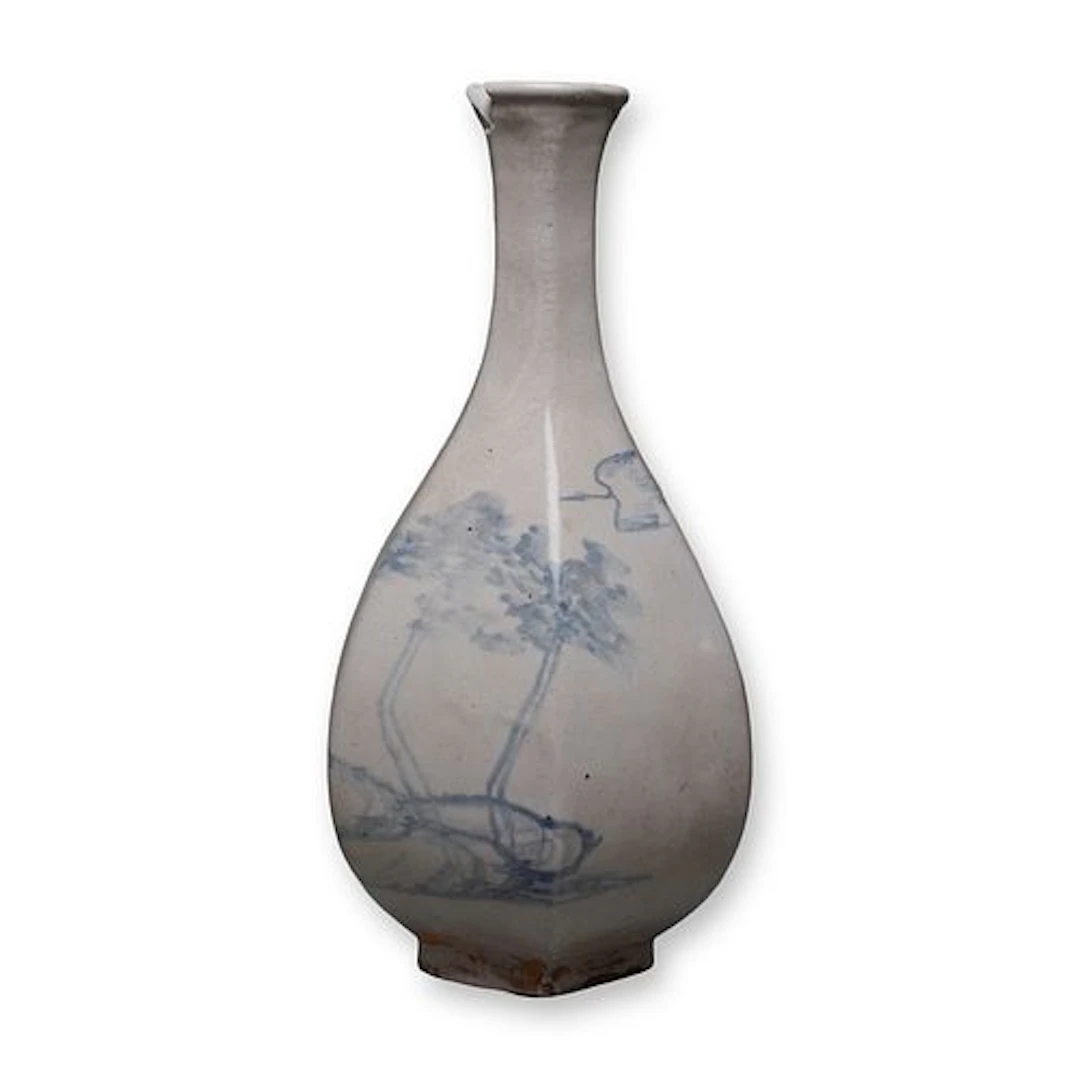 Korean Porcelain Faceted Bottle Vase