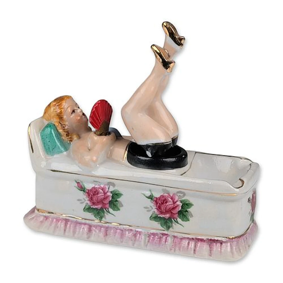 G. Nov. Co. Japanese Porcelain Naughty Nodder Figurine Ashtray