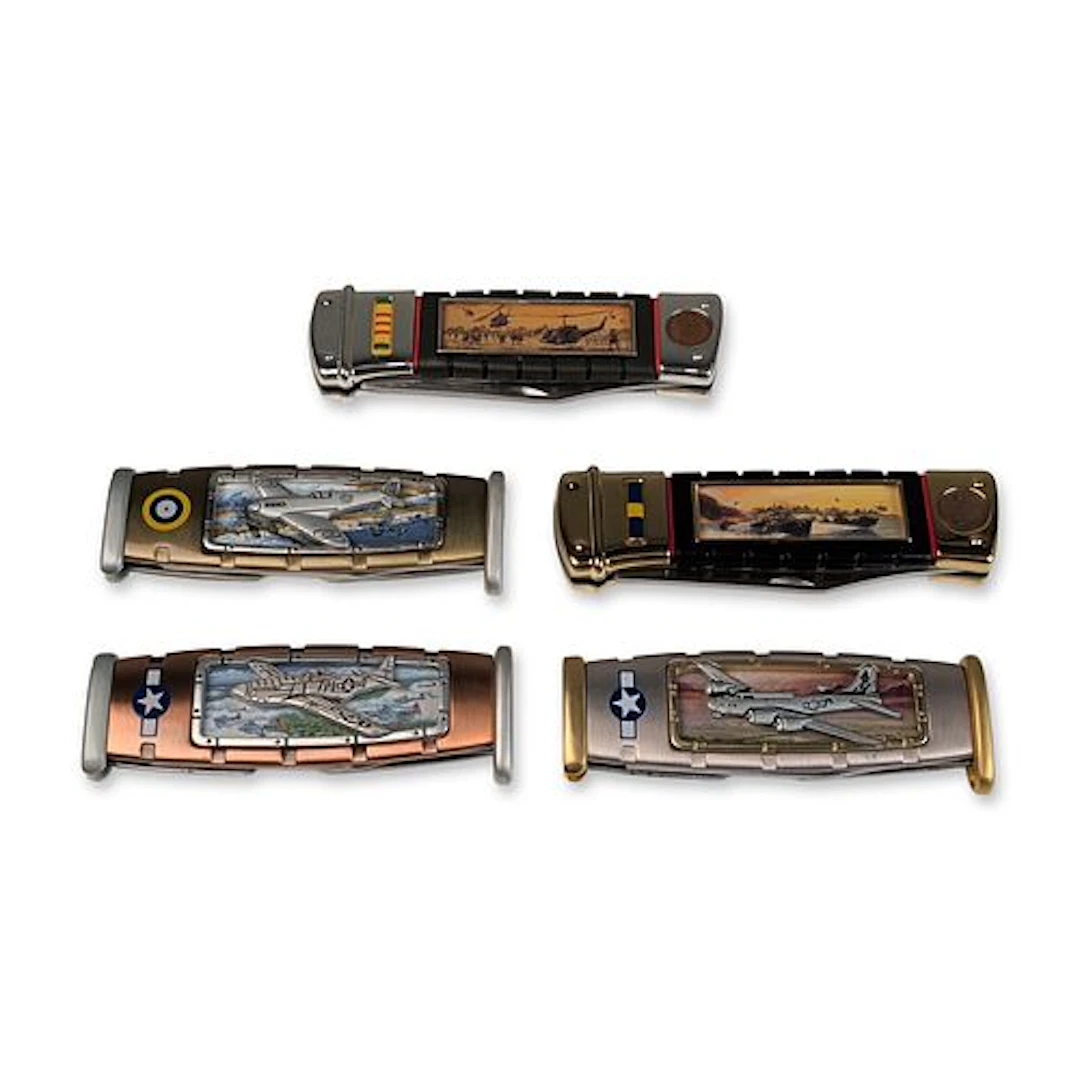 5pc Franklin Mint Military Commemorative Folding Knives