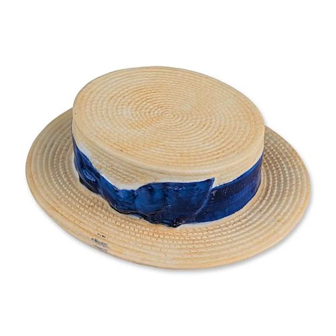 English Crested Porcelain Cromer Straw Boater Hat Figurine