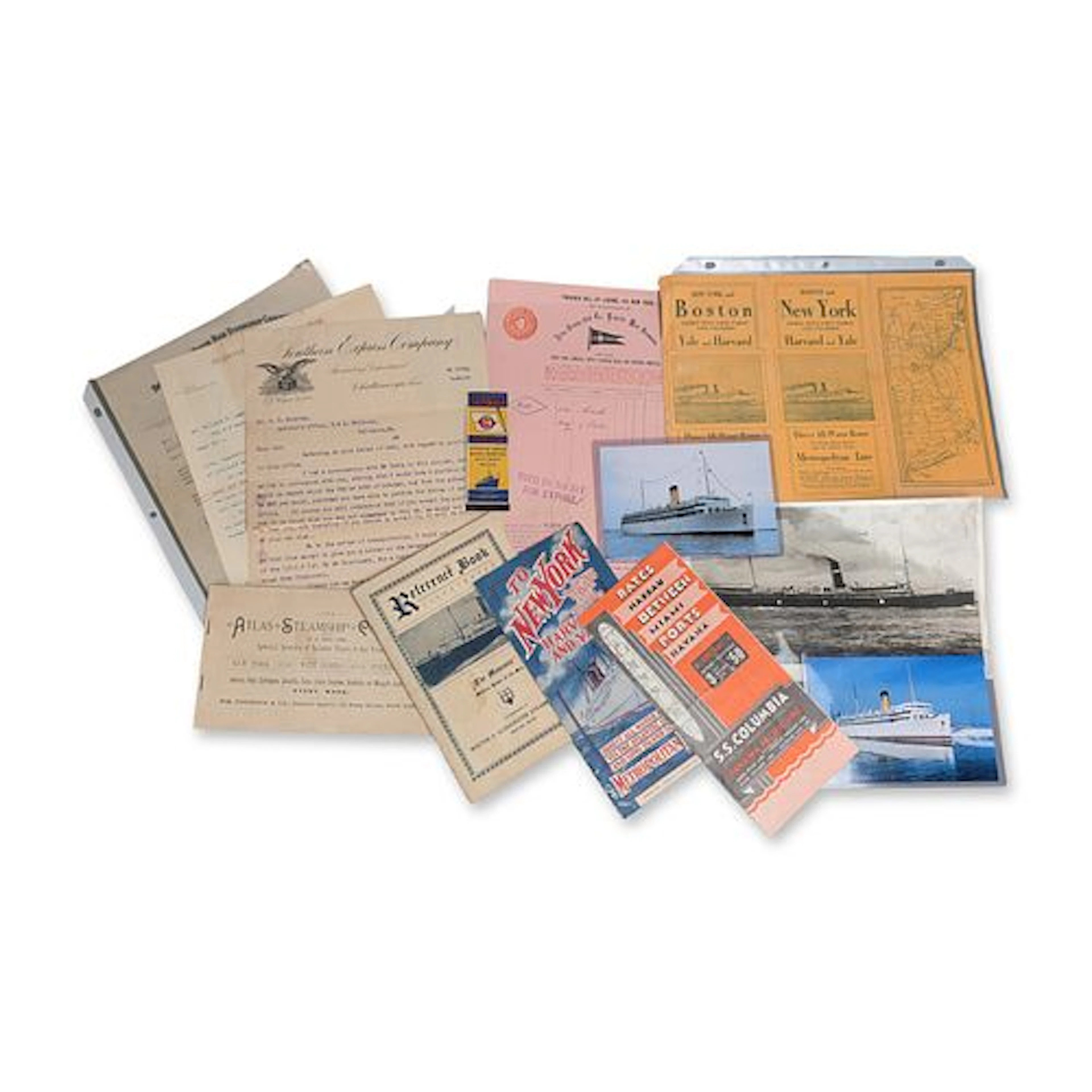 13pc Collection of Maritime and Railroad Travel Ephemera