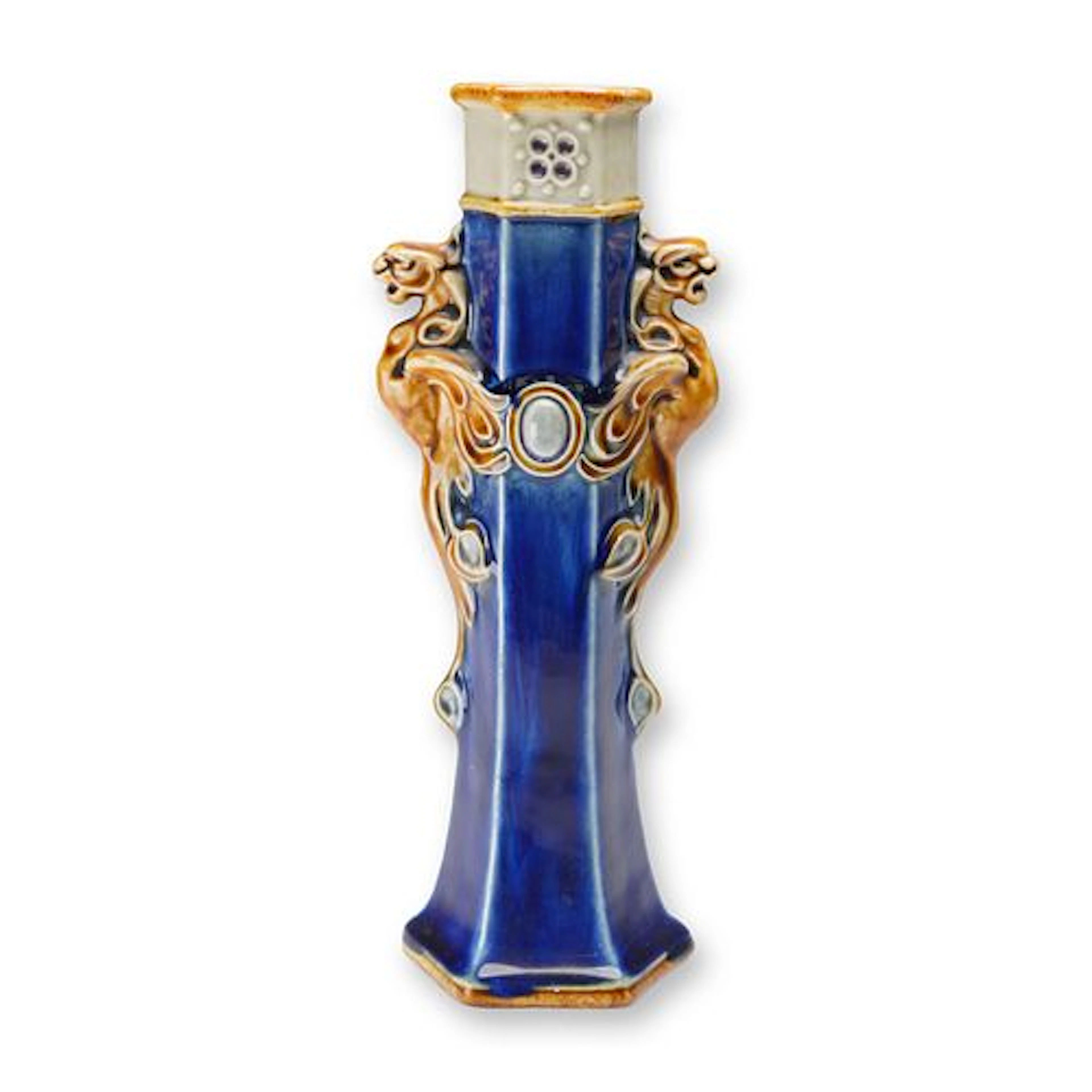 Doulton Lambeth by Francis C. Pope Stoneware Hexagonal Sleeve Vase