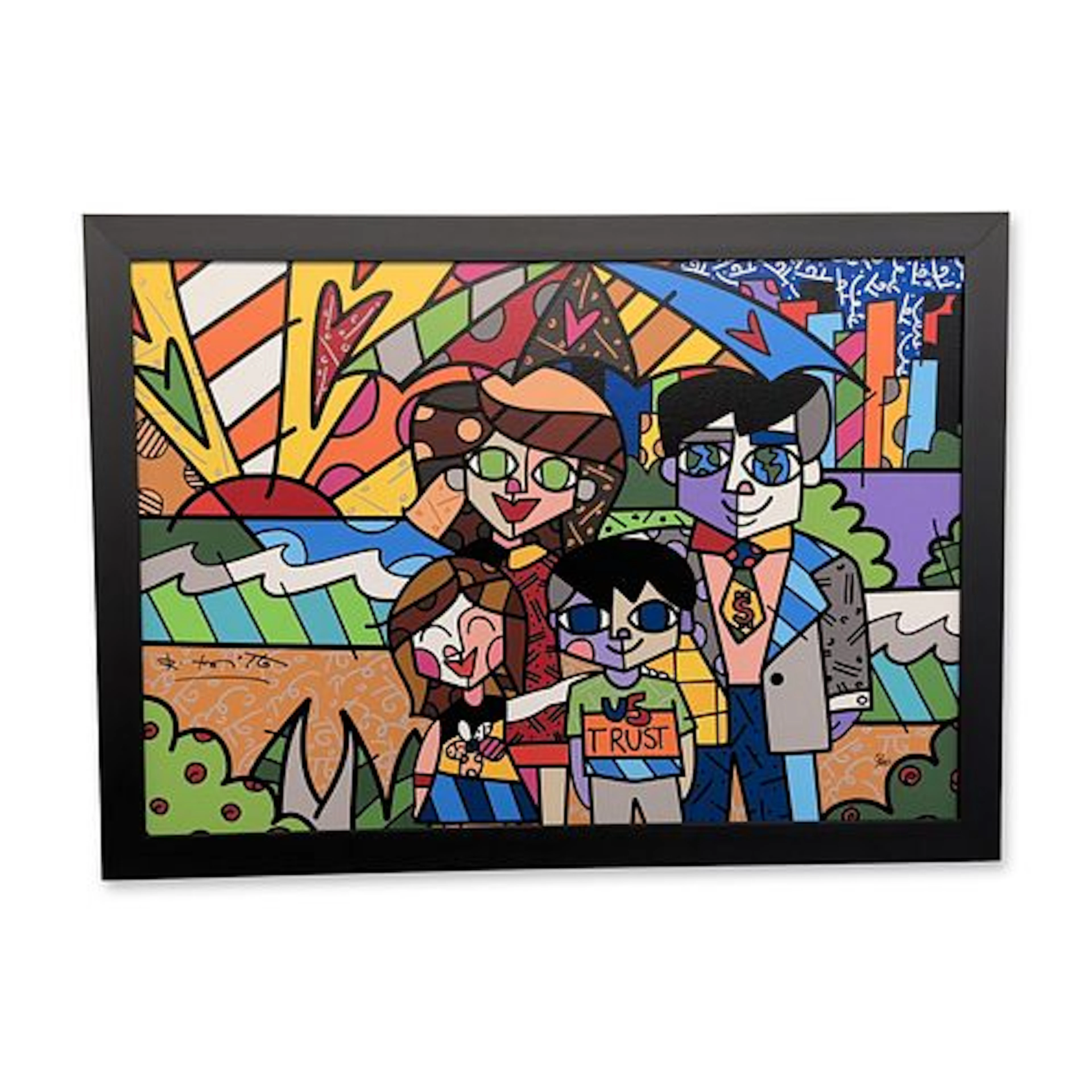 Romero Britto (Brazilian, b. 1963) Framed Giclee on Canvas, U.S. Trust