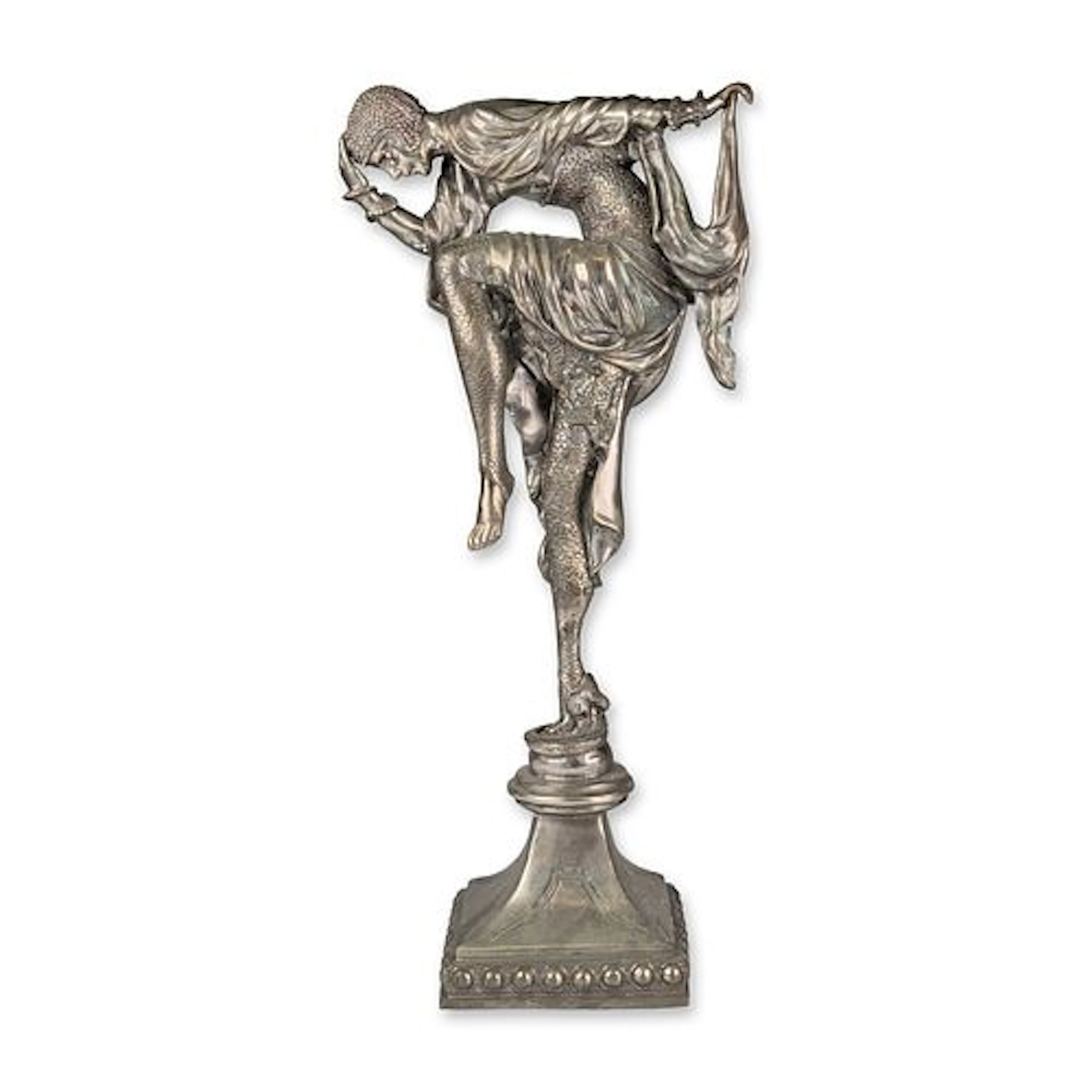 After Demetre Chiparus Art Deco Style Patinated Brass Snake Dancer Sculpture