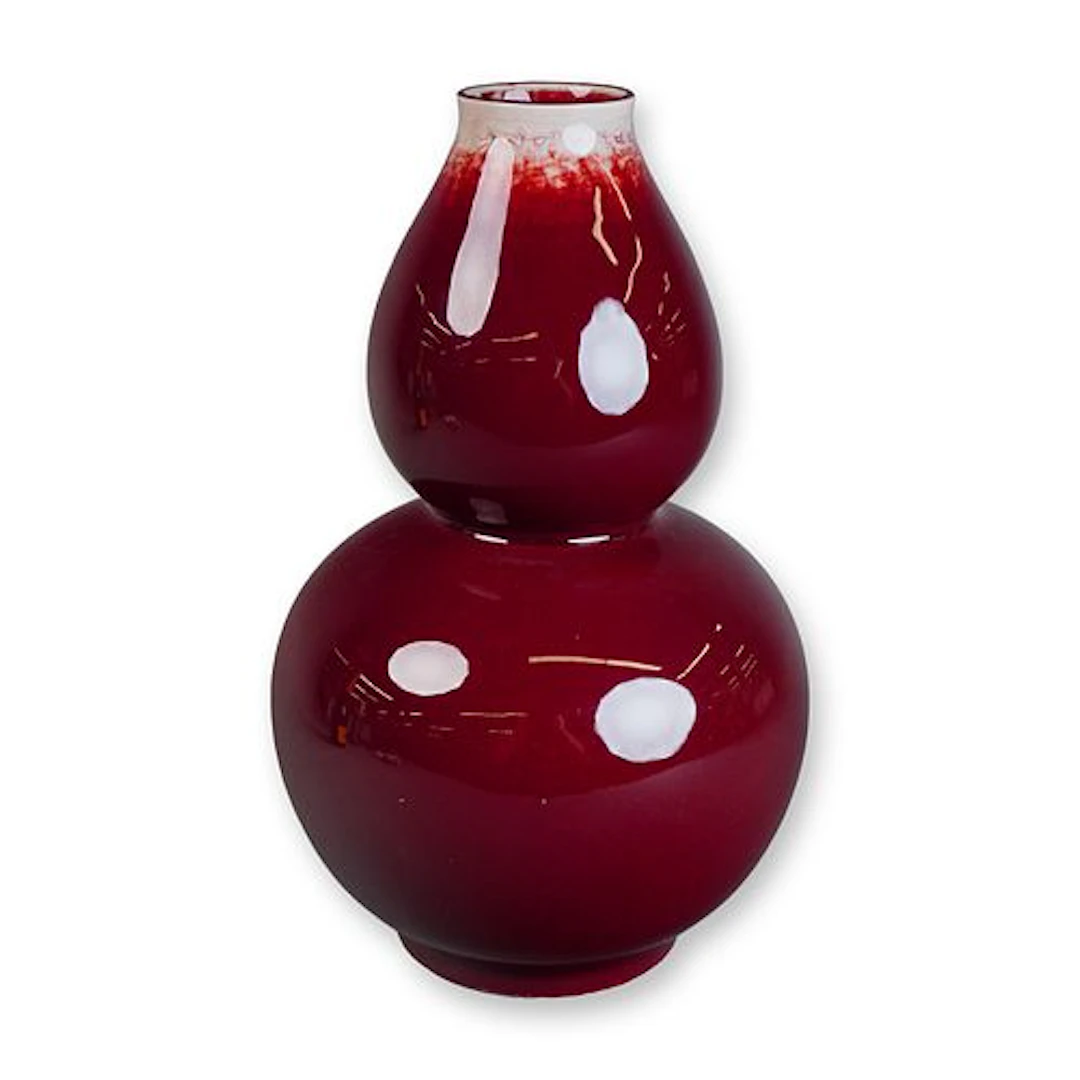 Chinese Double Gourd Ox Blood Glaze Flambe Vase