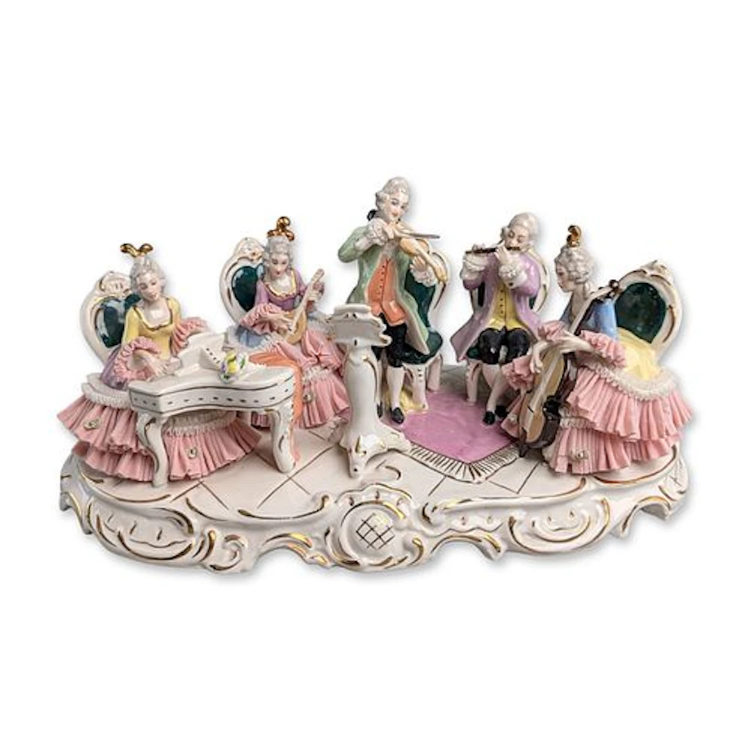 Dresden Art Germany Porcelain Aristocratic Orchestra Quintet Sculpture