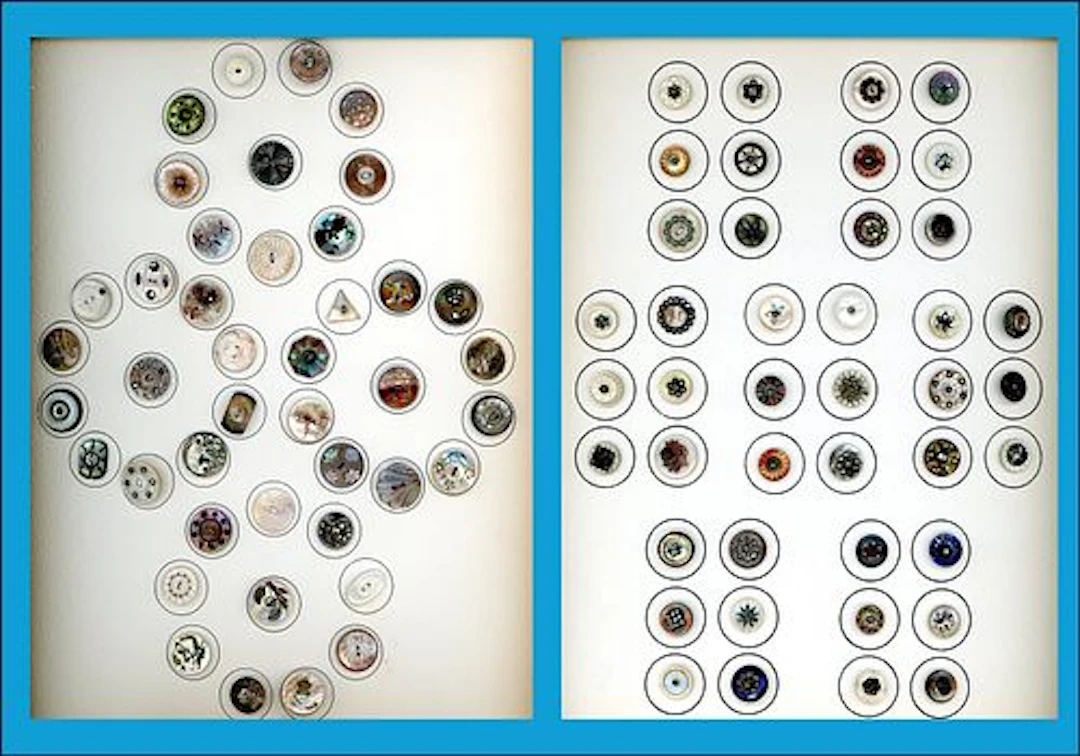 2 CARDS OF DIVISION ONE ASSORTED SHELL BUTTONS