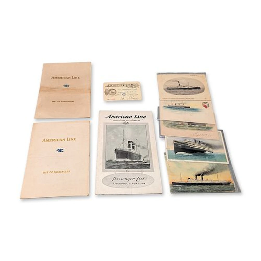 9pc American Line Ocean Liner Ephemera Collection