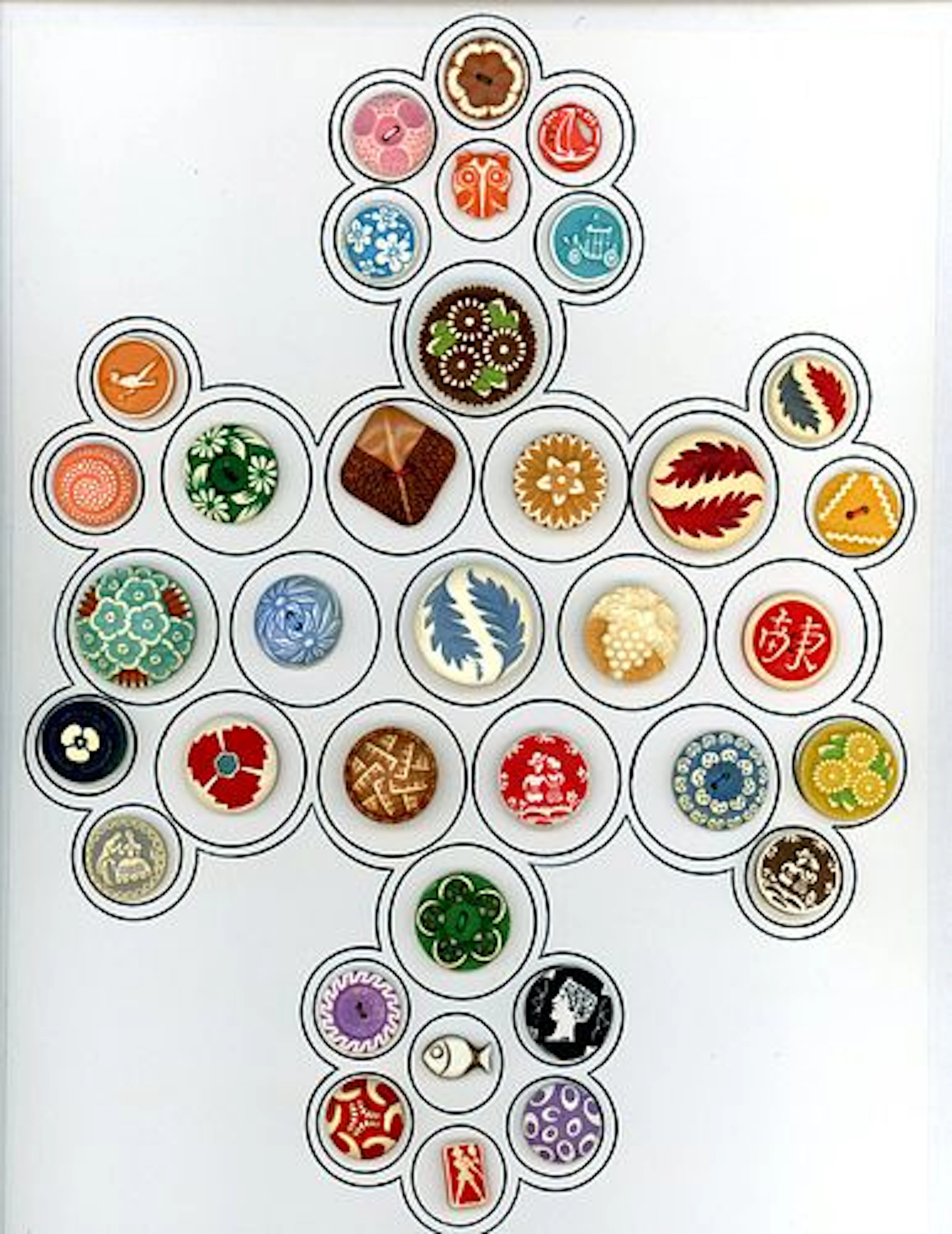 A CARD OF DIVISION THREE CELLULOID BUTTONS