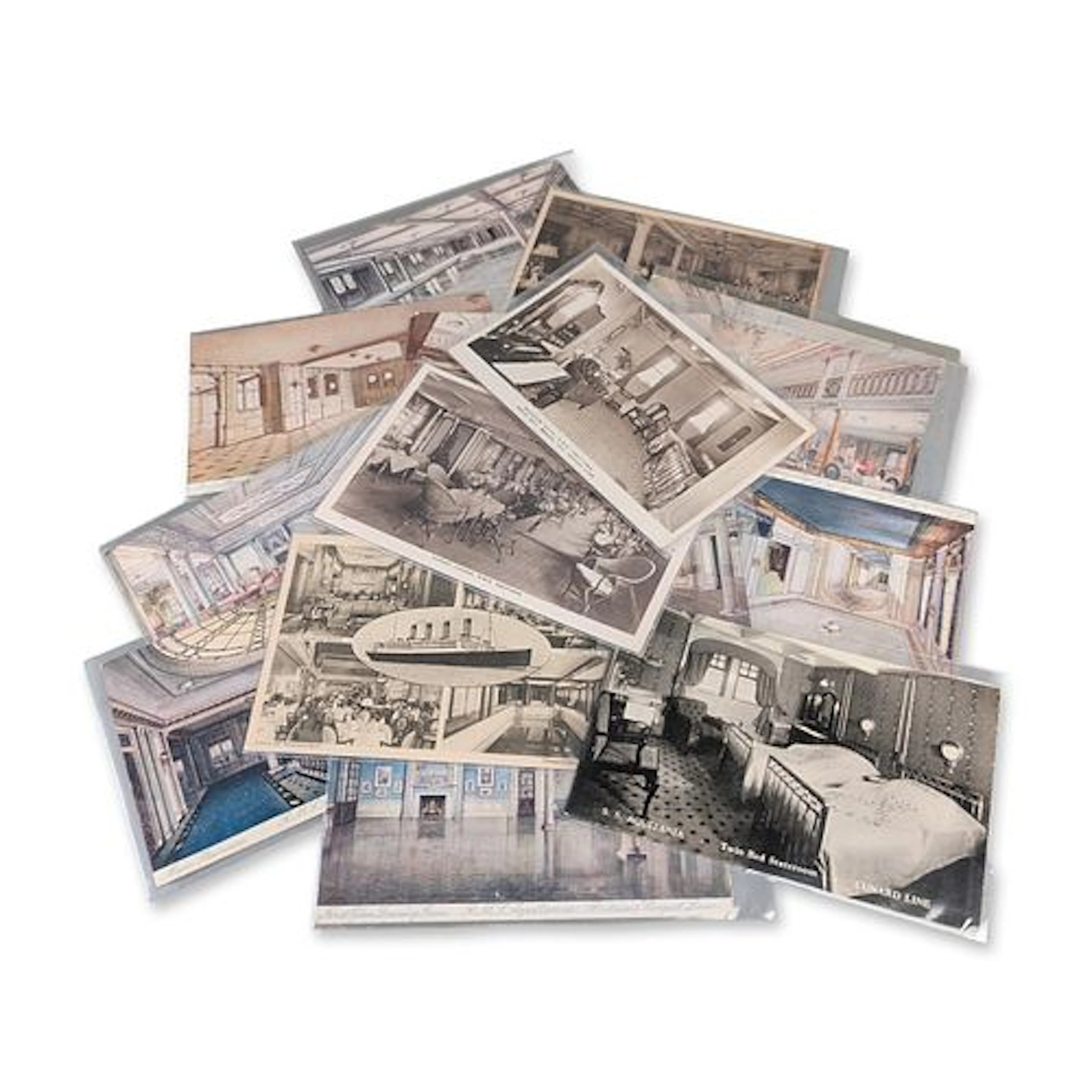 14pc RMS Aquitania Cunard Line Interior Postcards