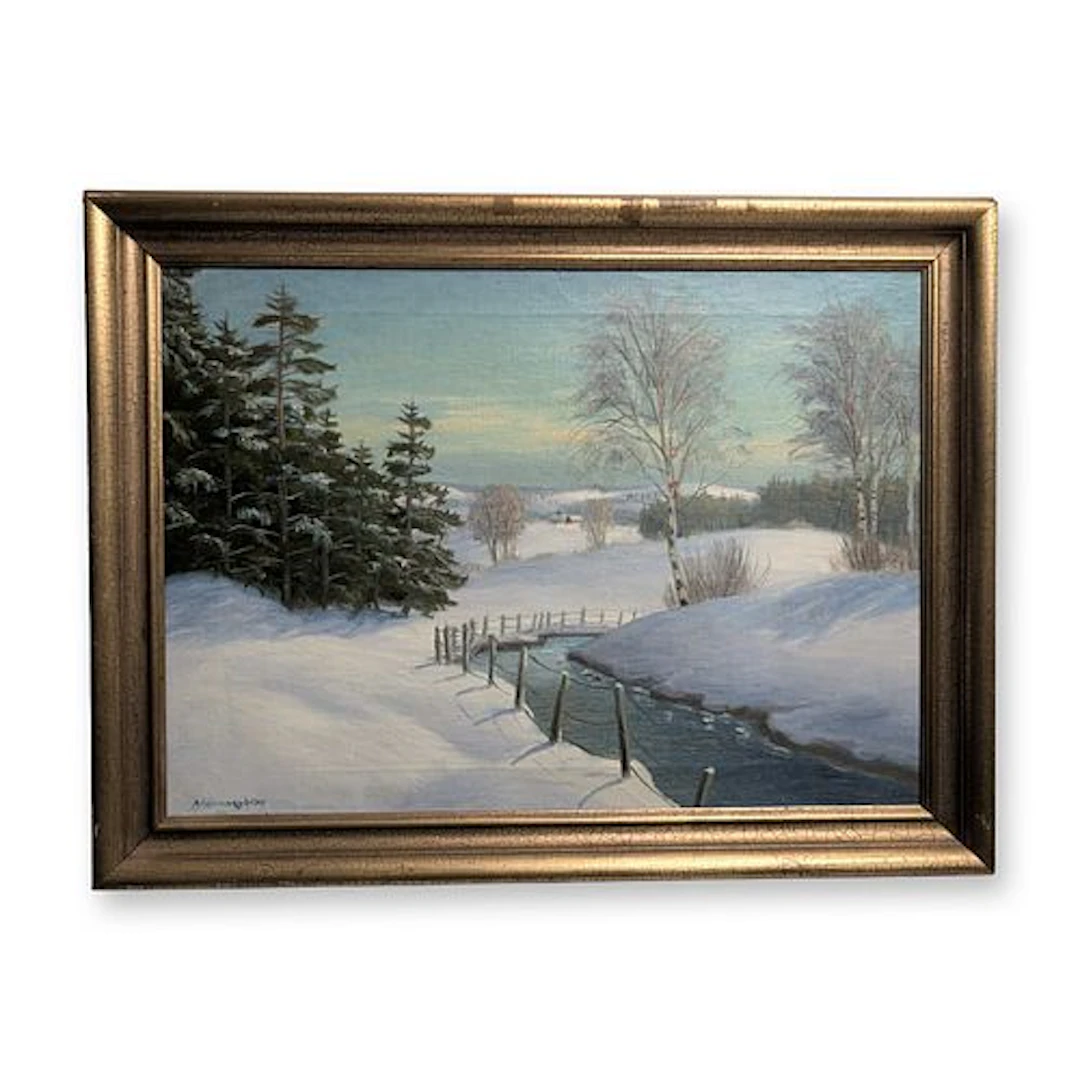 A. Wennerberg Mid-Century Winter Landscape Oil on Canvas
