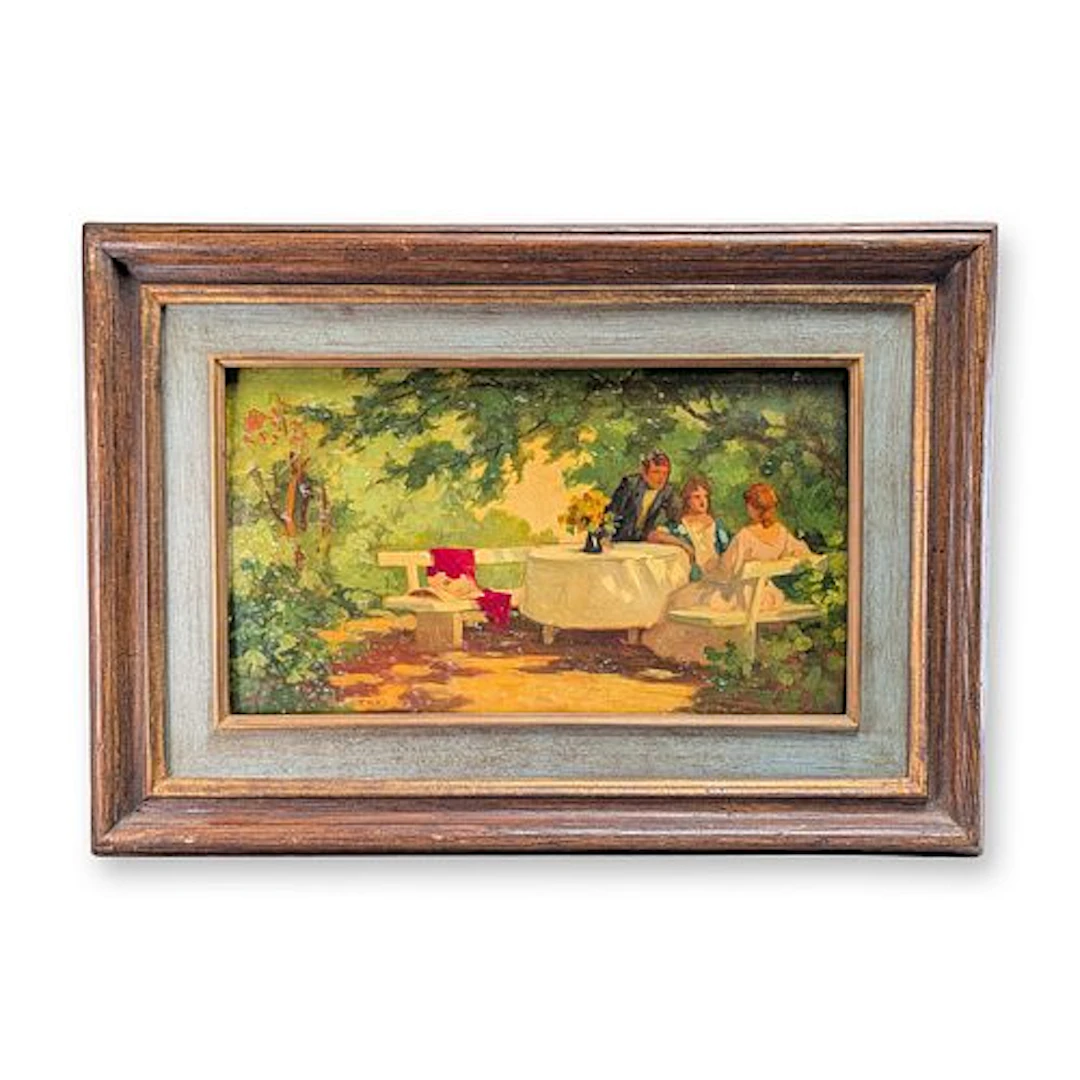 Oil on Wood Panel Painting, Victorian Genre Scene, Signed T. Hill