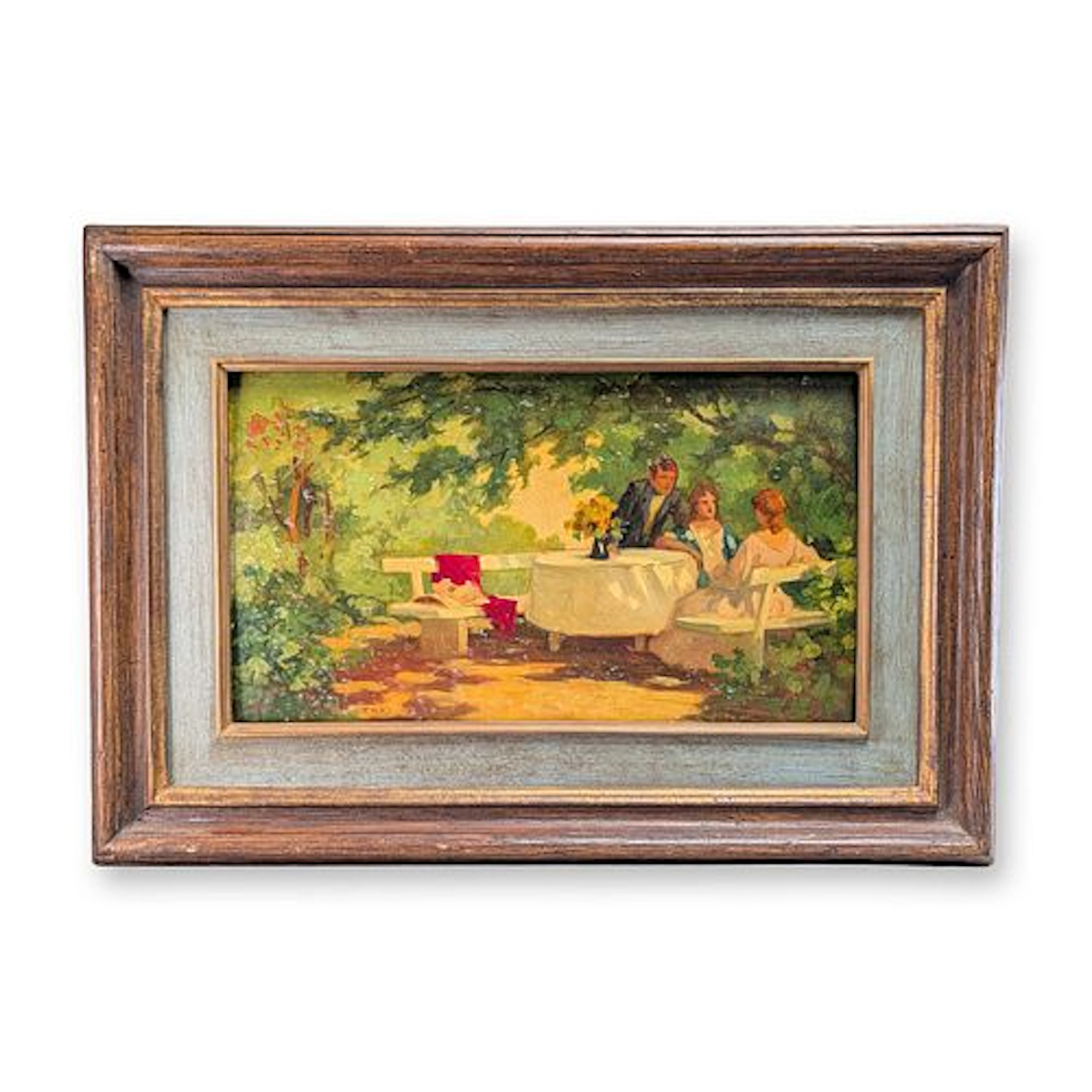 Oil on Wood Panel Painting, Victorian Genre Scene, Signed T. Hill