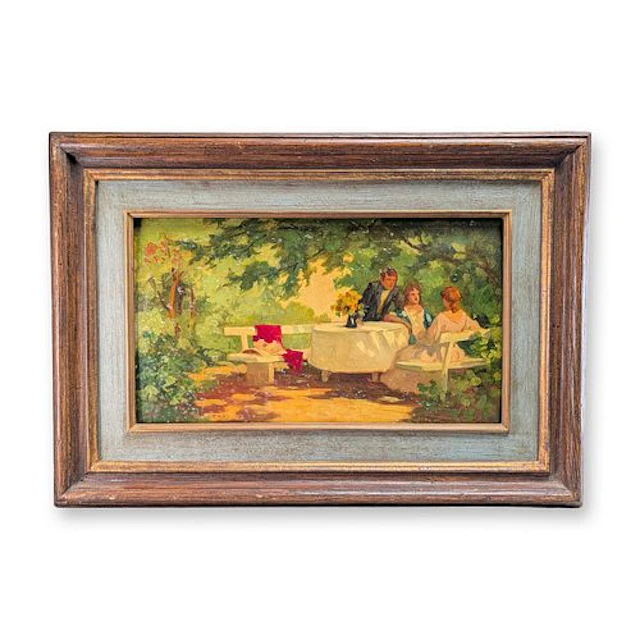 Oil on Wood Panel Painting, Victorian Genre Scene, Signed T. Hill