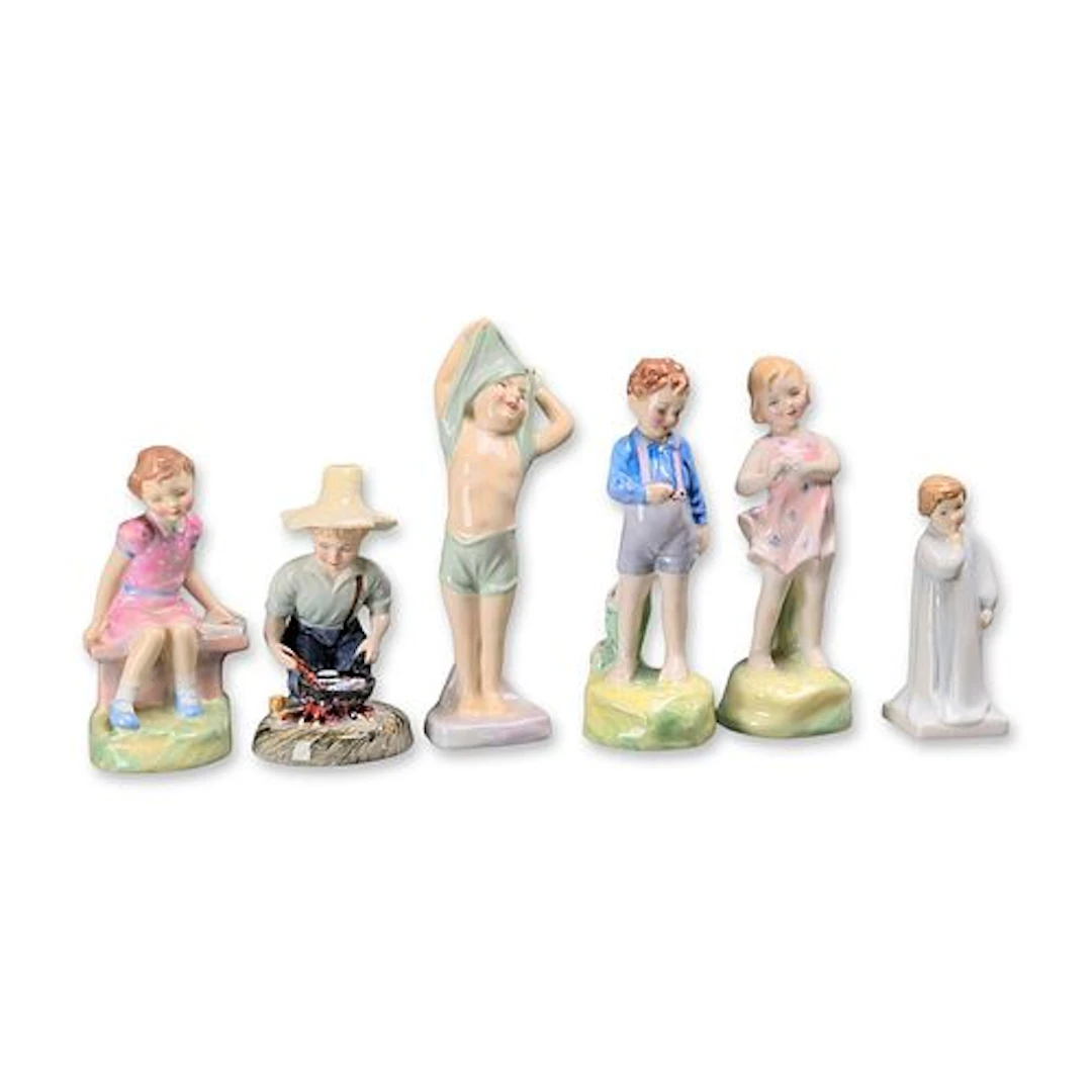 6pc Royal Doulton Polychrome Bone China Child Figurines