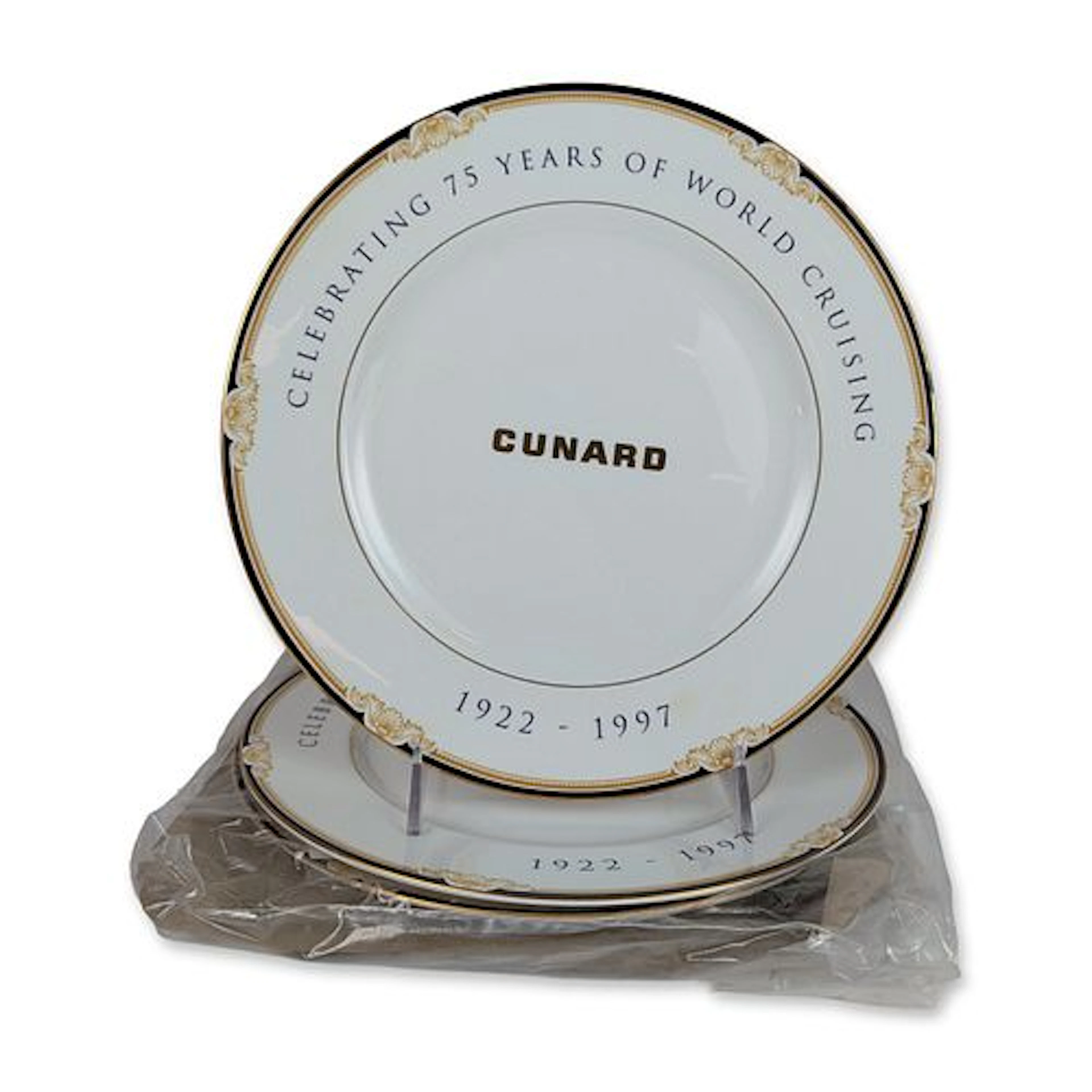 3pc Wedgwood Cunard 75th Anniversary Bone China Plates