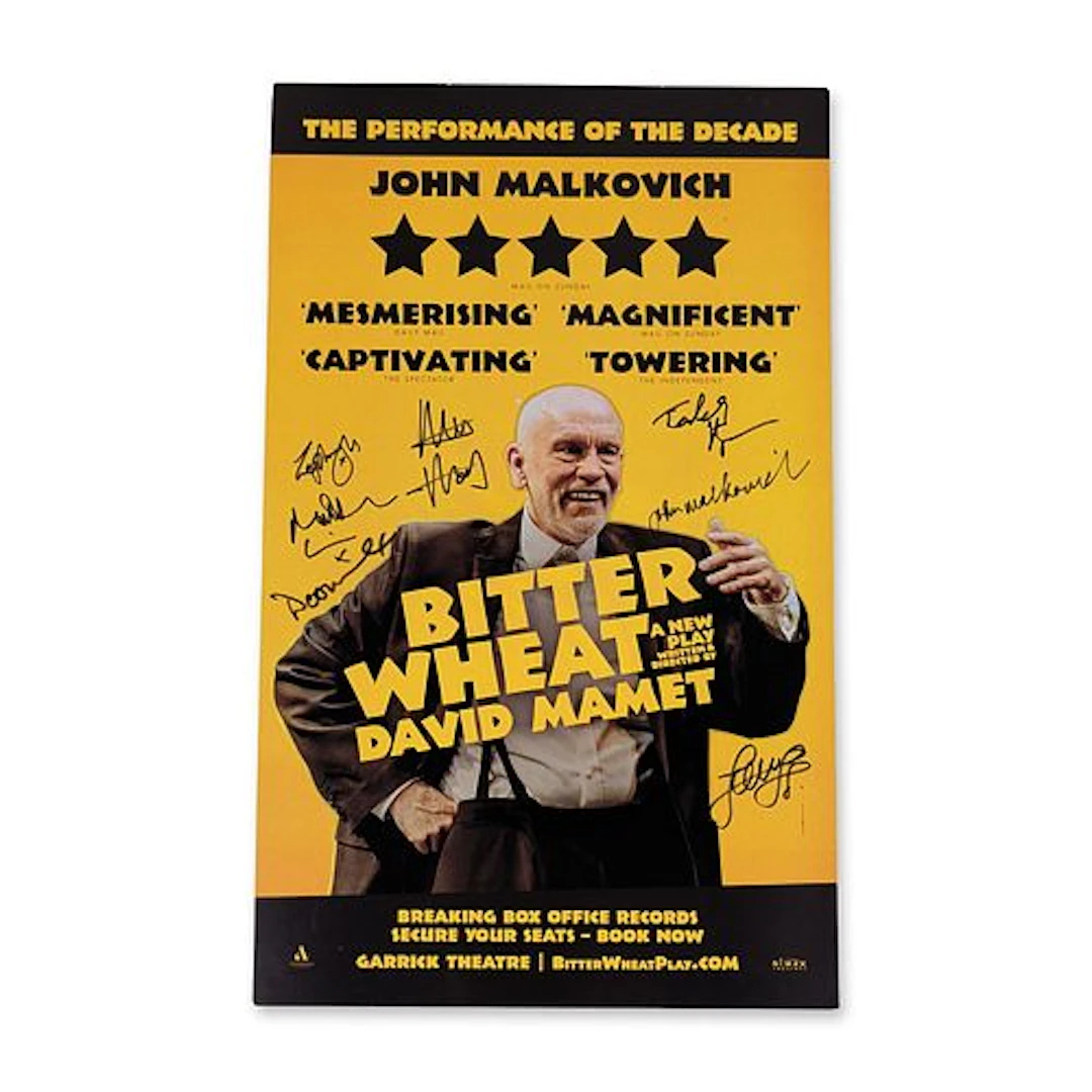 Autographed Bitter Wheat Theater Poster Starring John Malkovich