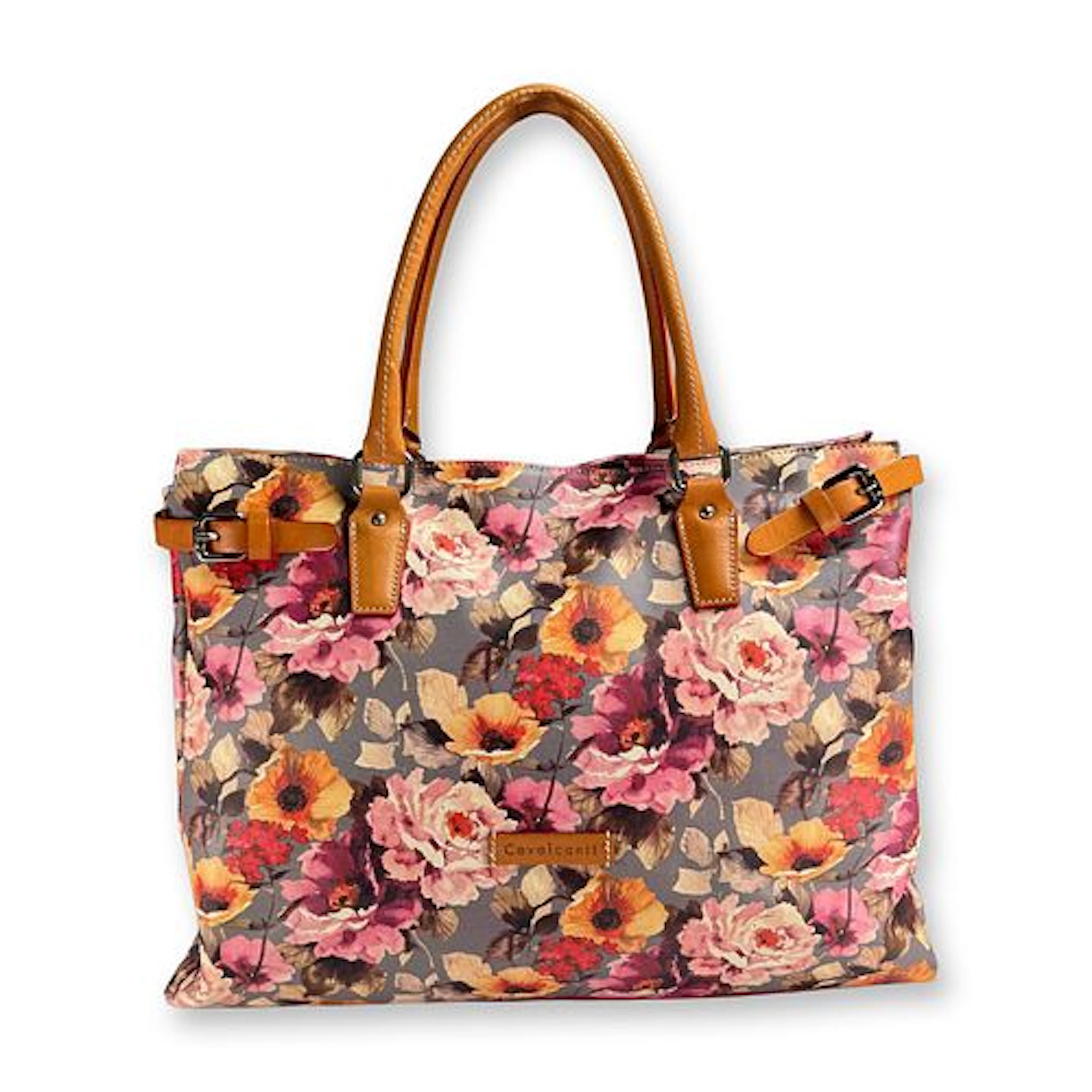 Cavalcanti Italian Floral Print Leather Tote Bag