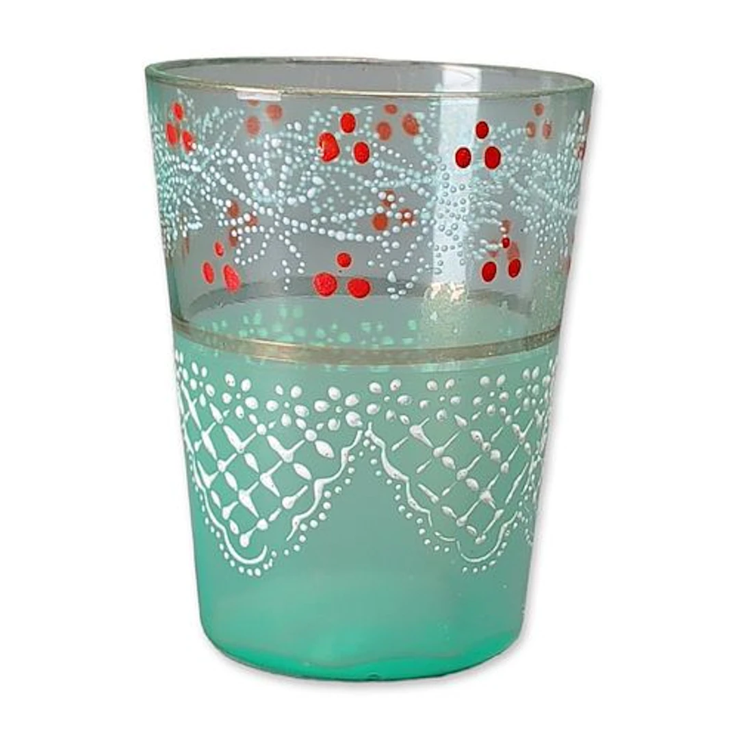 Antique Enameled Hand Blown Glass Tumbler