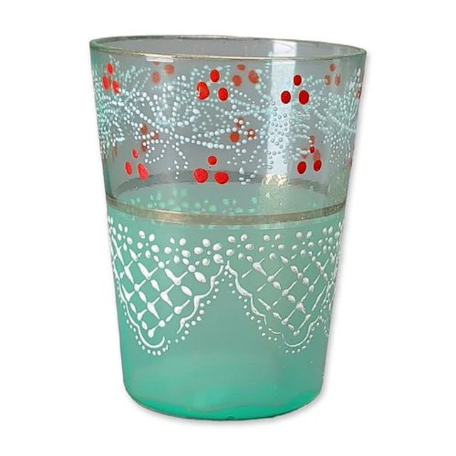 Antique Enameled Hand Blown Glass Tumbler